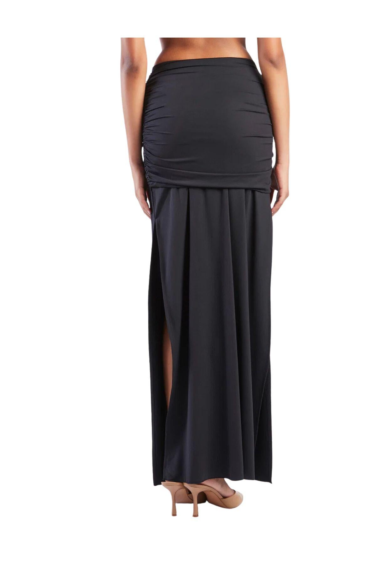 Gonna pareo lunga con drappeggio nero 42853 NERO FEDERICA TOSI 