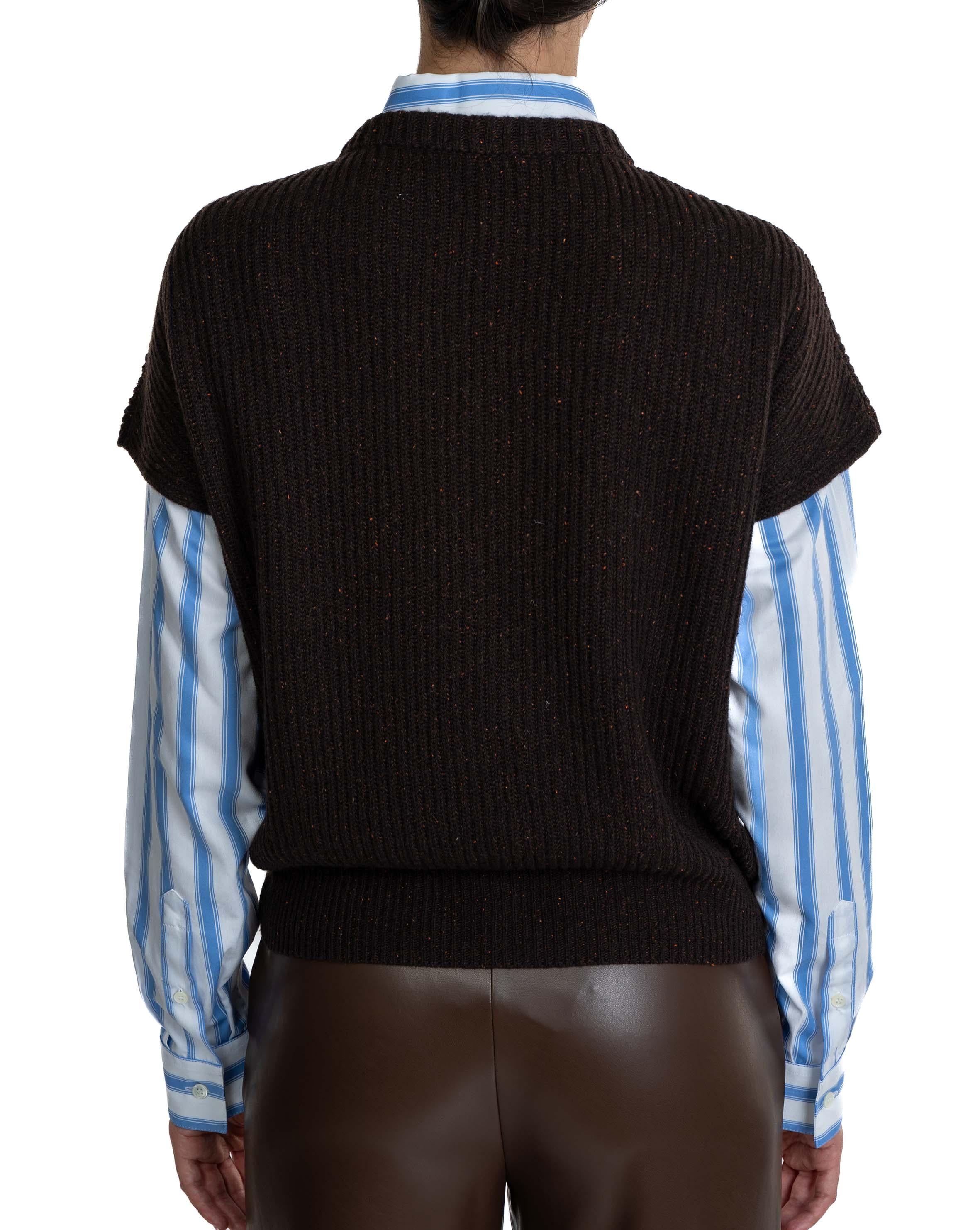 Gilet in lana trecce 61246 WENGE D.EXTERIOR 