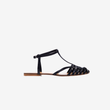 Sandalo flat in pelle nera.
