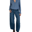 Blusa scollo a V celeste polvere