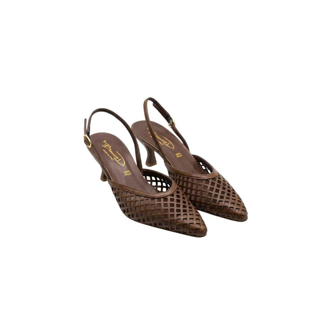 Slingback traforata 1666 testa di moro 1666 CHOCO BIANCA DI 