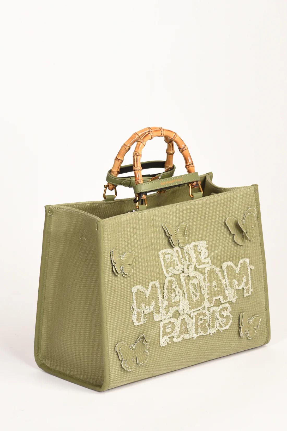 Shopping Butterfly in canvas verde militare BUTTERFLY TOTE V RUE MADAM 