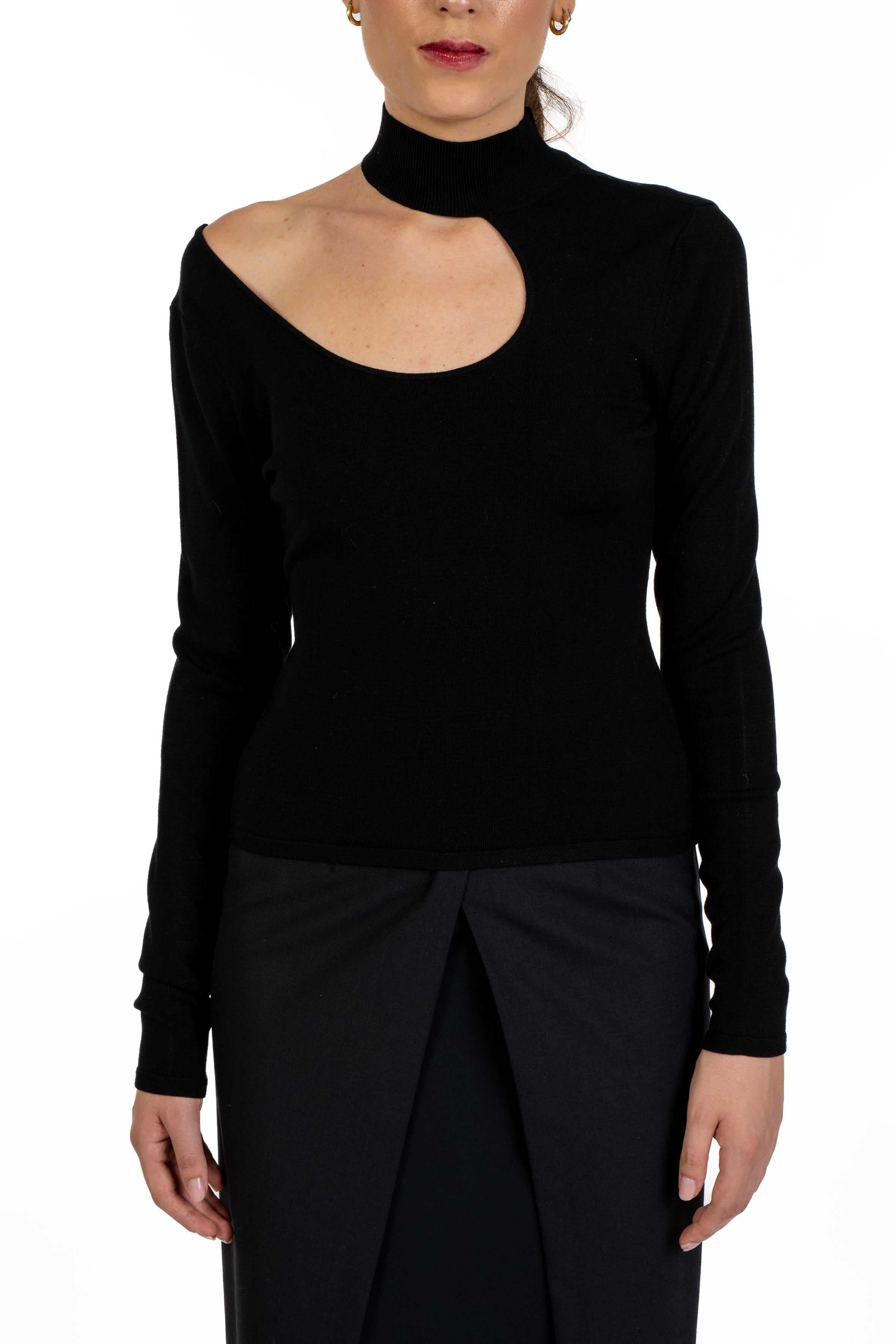 Maglia cut-out 32007 350 NERO FEDERICA TOSI 