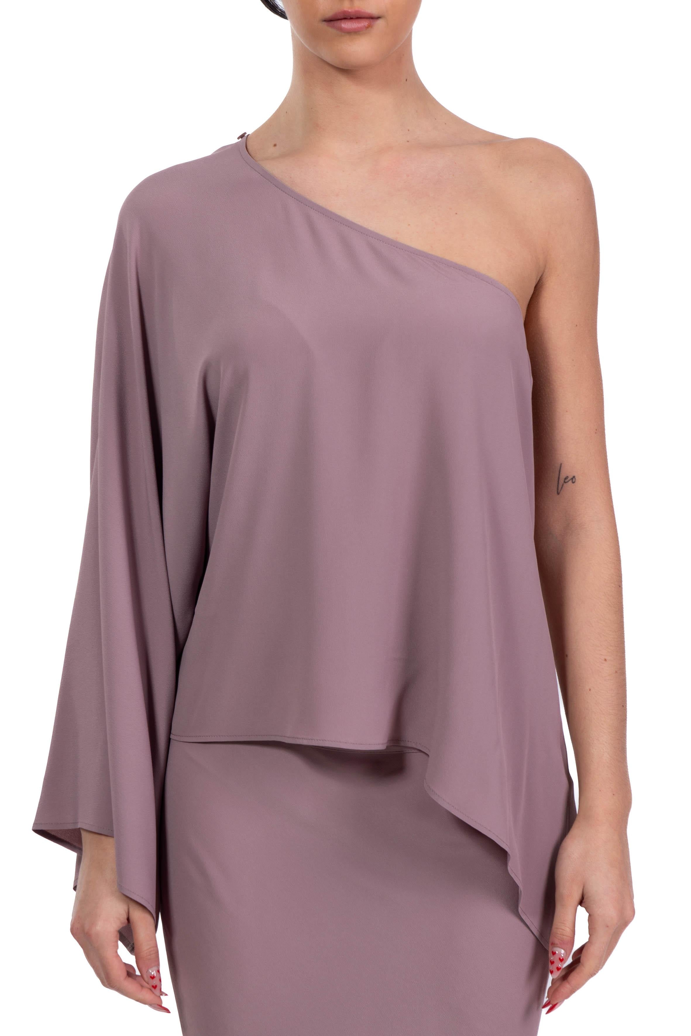One-shoulder in crepe de chine 41106-412 BOIS DE ROSE 04 FEDERICA TOSI 
