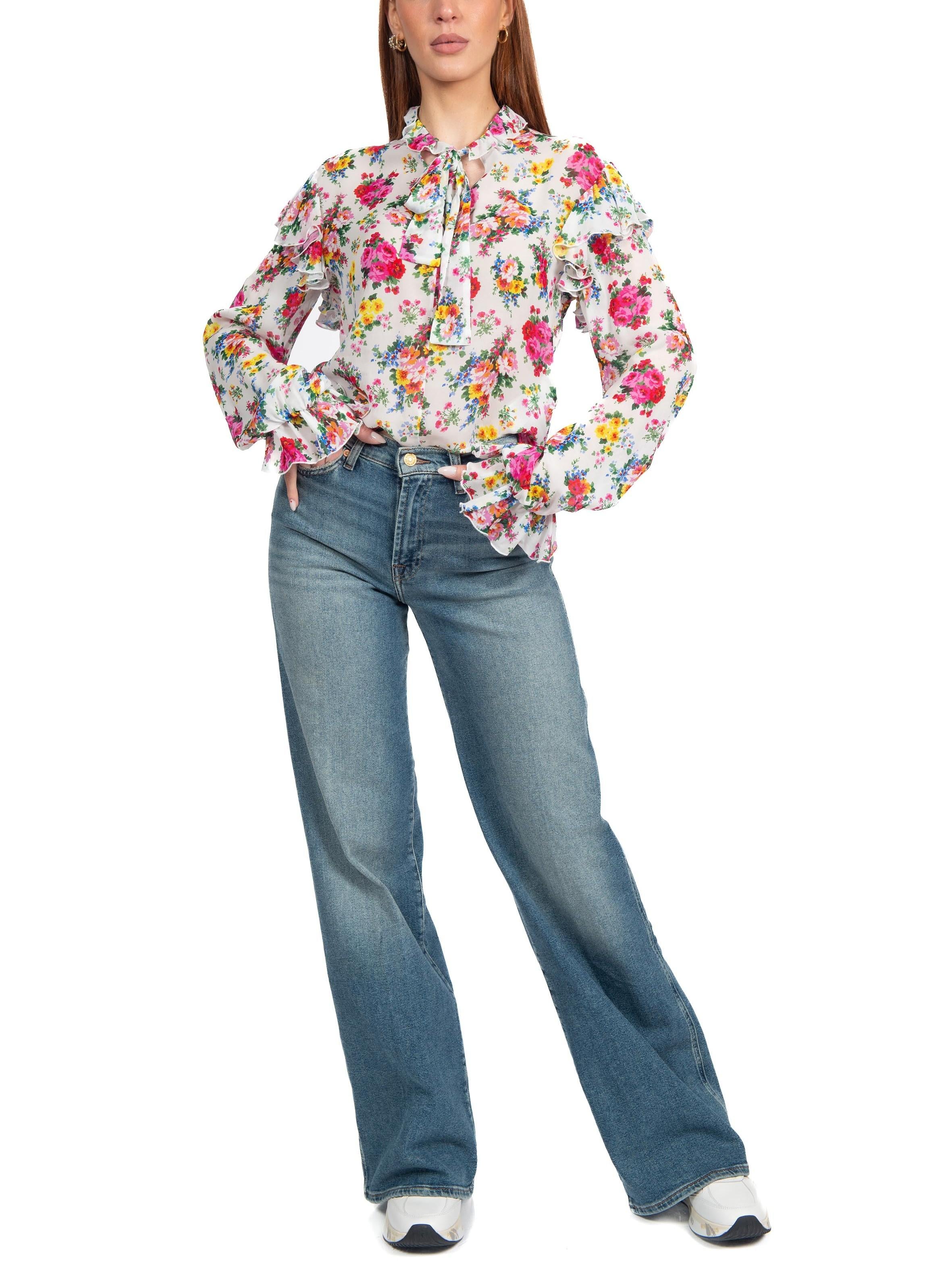 Blusa fantasia fiori MSGM. 4041MDM12 WHITE MSGM 