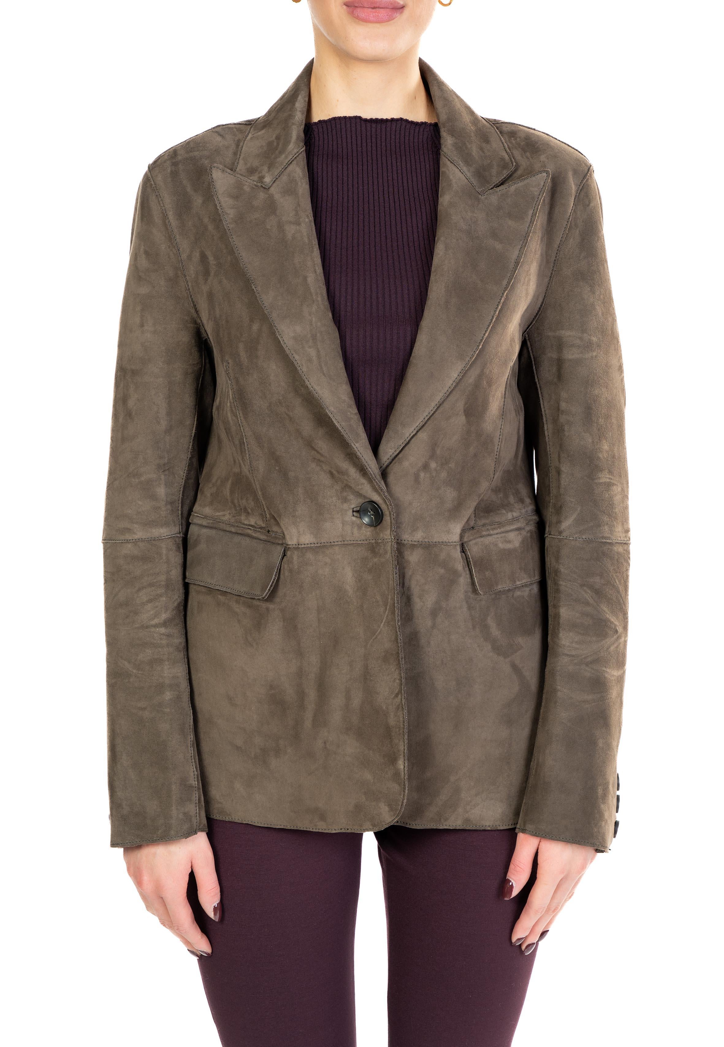 Giacca Bahia in suede BAHIA VERDE THE JACKIE LEATHERS 