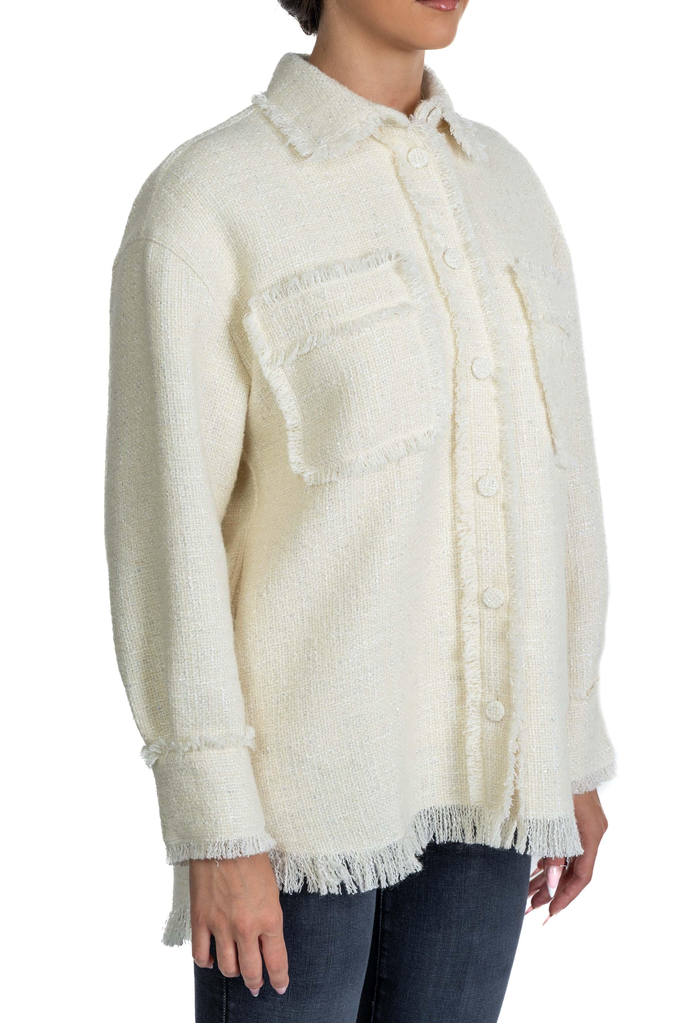 Giacca camicia bouclè 3941MDE22 OFF WHITE MSGM 