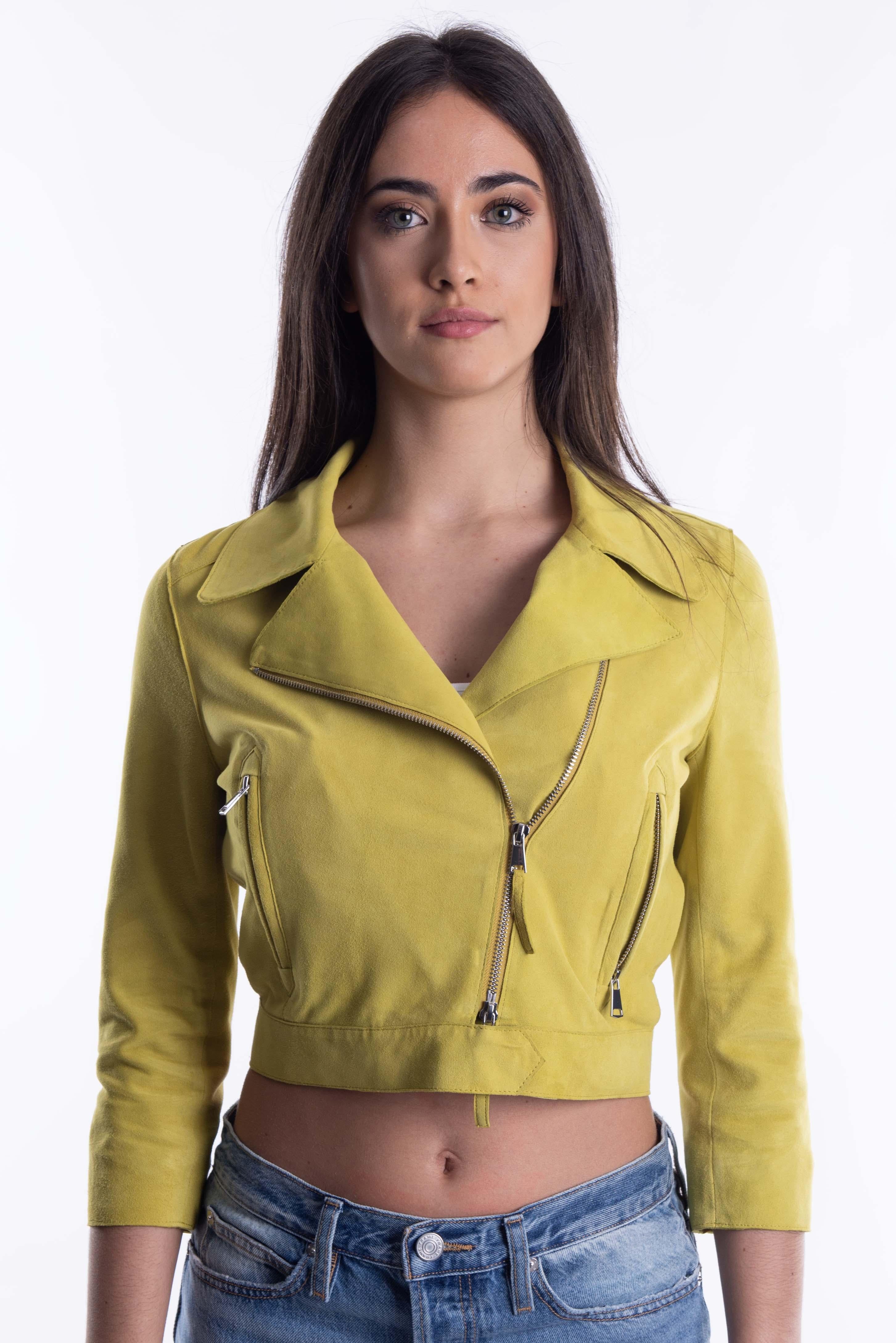Chiodo in pelle scamosciata giallo New Girl NEW GIRL G THE JACKIE LEATHERS 