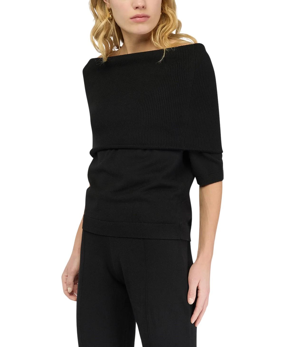 Maglia Concetta con scollo a barca CONCETTA S5WA05 NERO SEMICOUTURE 