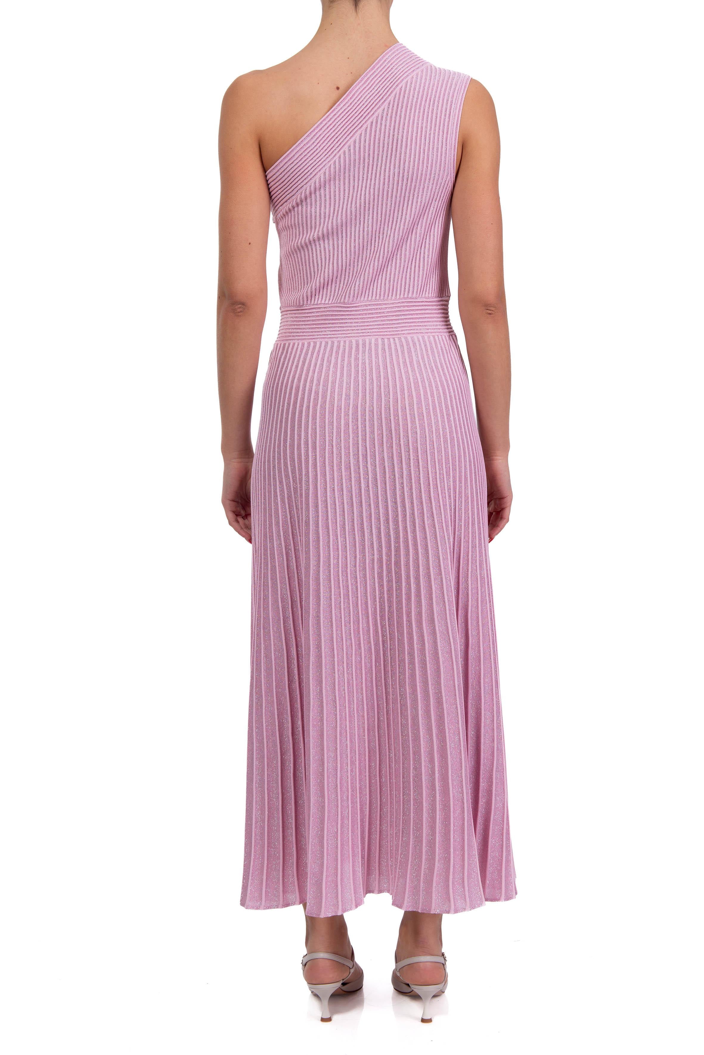 Abito monospalla in lurex rosa 60221 14 AZALEA D.EXTERIOR 
