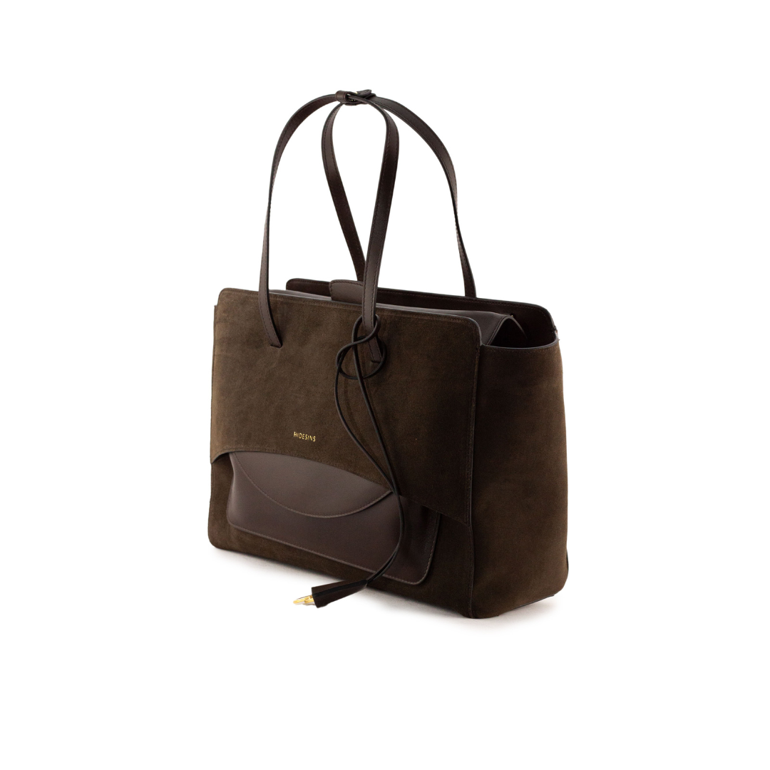 Borsa Flap L in suede testa di moro FLAP L SUEDE T.MORO HIDESINS 
