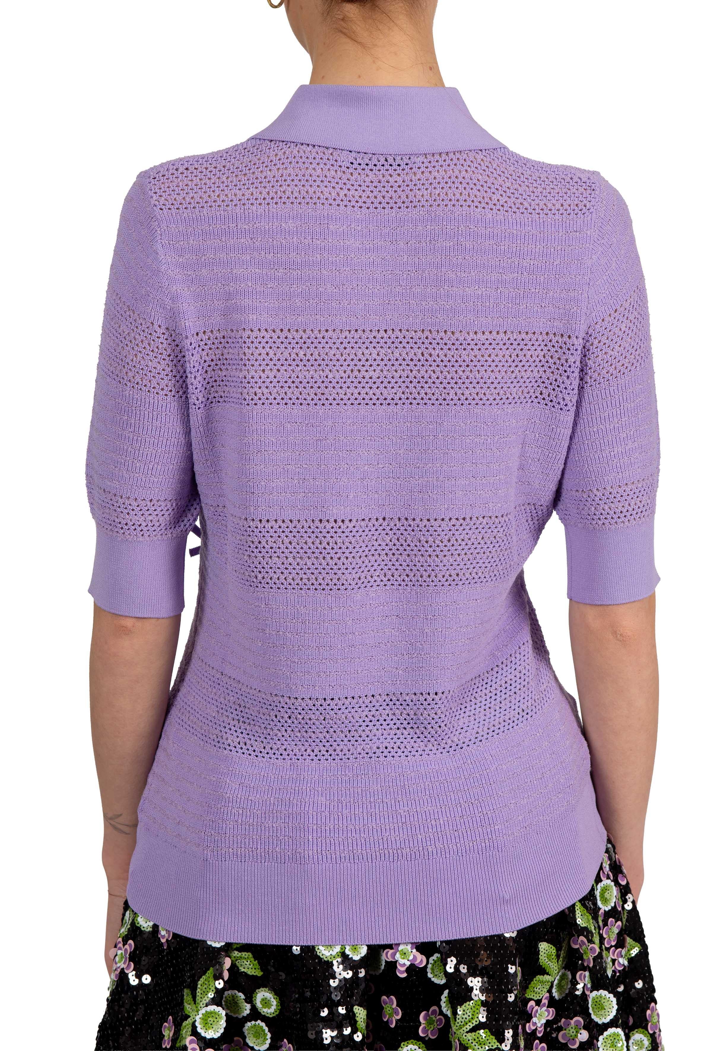 Polo in maglia lilla con decorazione a fiocchi JART POLO BABY GRAPE ESSENTIEL ANTWERP 