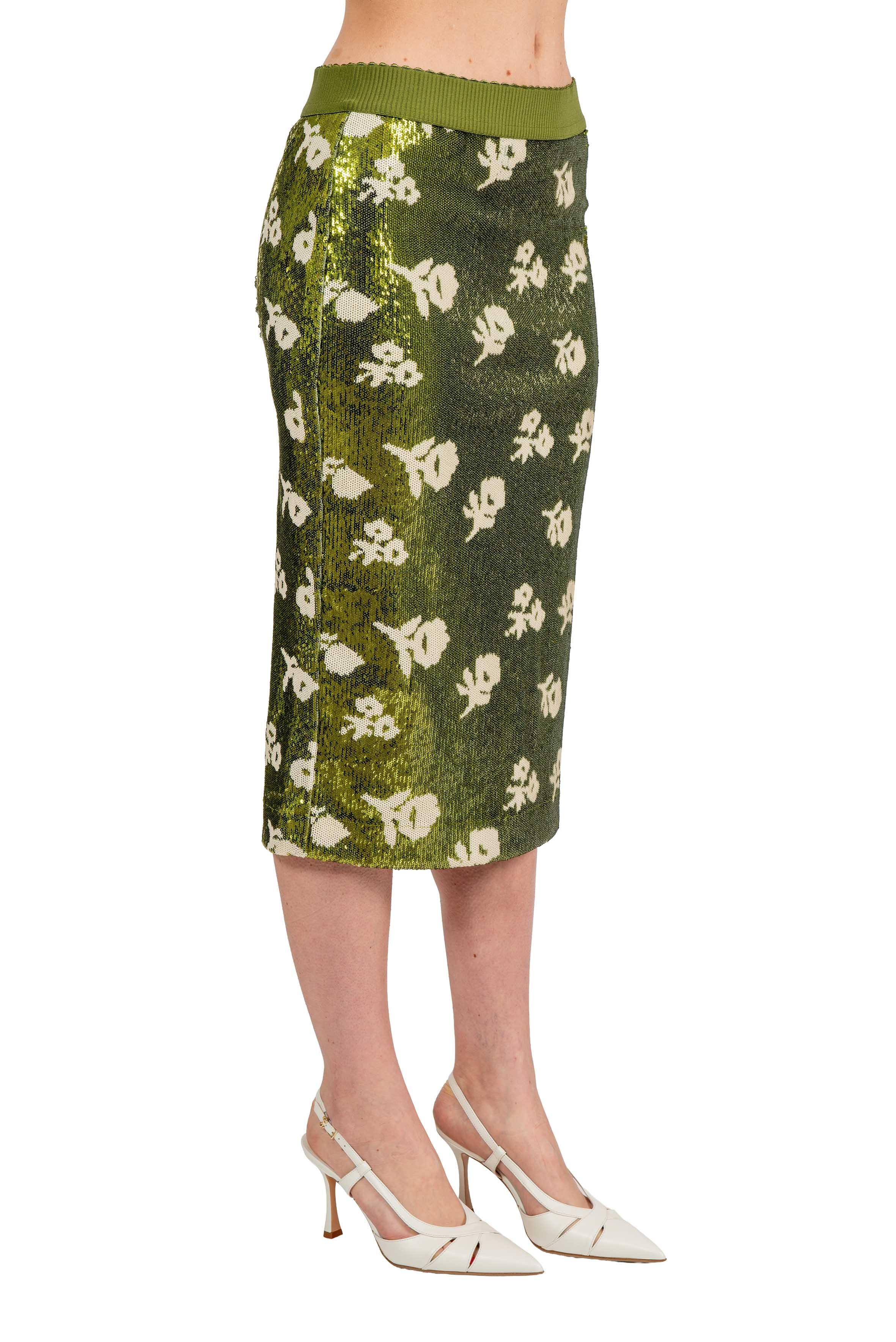 Gonna longuette con  paillettes JORINDA OLIVE ESSENTIEL ANTWERP 