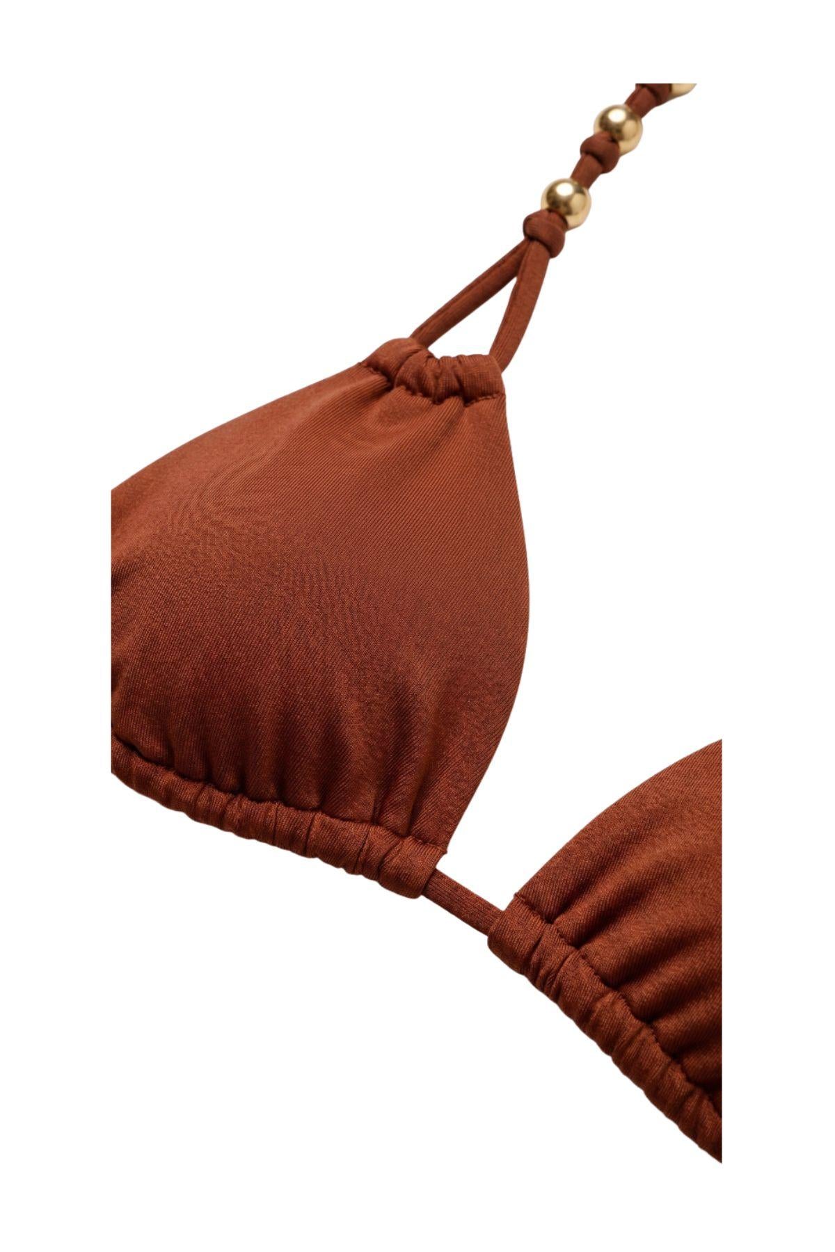 Bikini triangolo con sfere dorate slip regular V6094T+V6097B MARRONE MIss bikini 