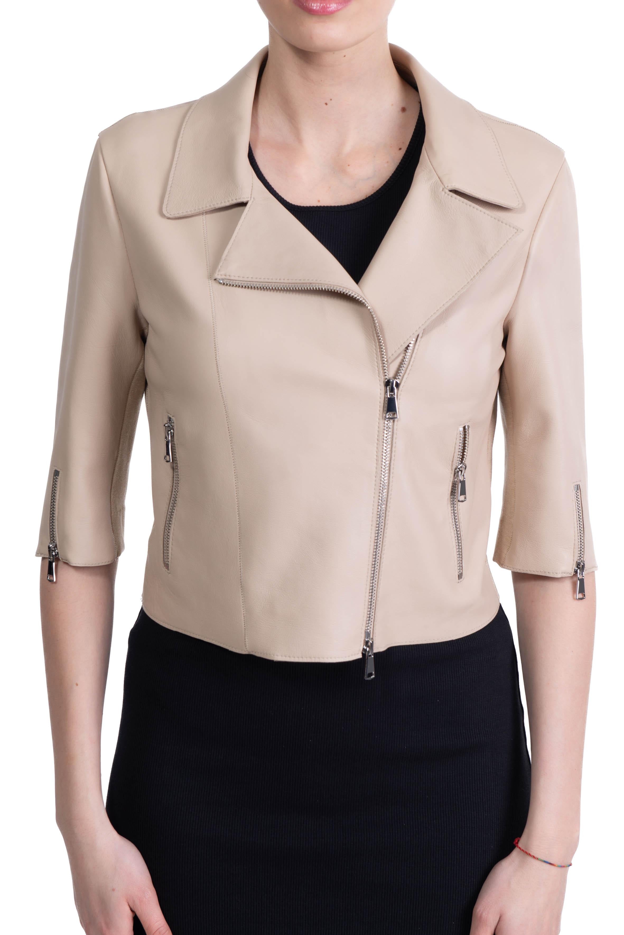 Chiodo Coco in pelle e tessuto COCO 080 LATTE THE JACKIE LEATHERS 