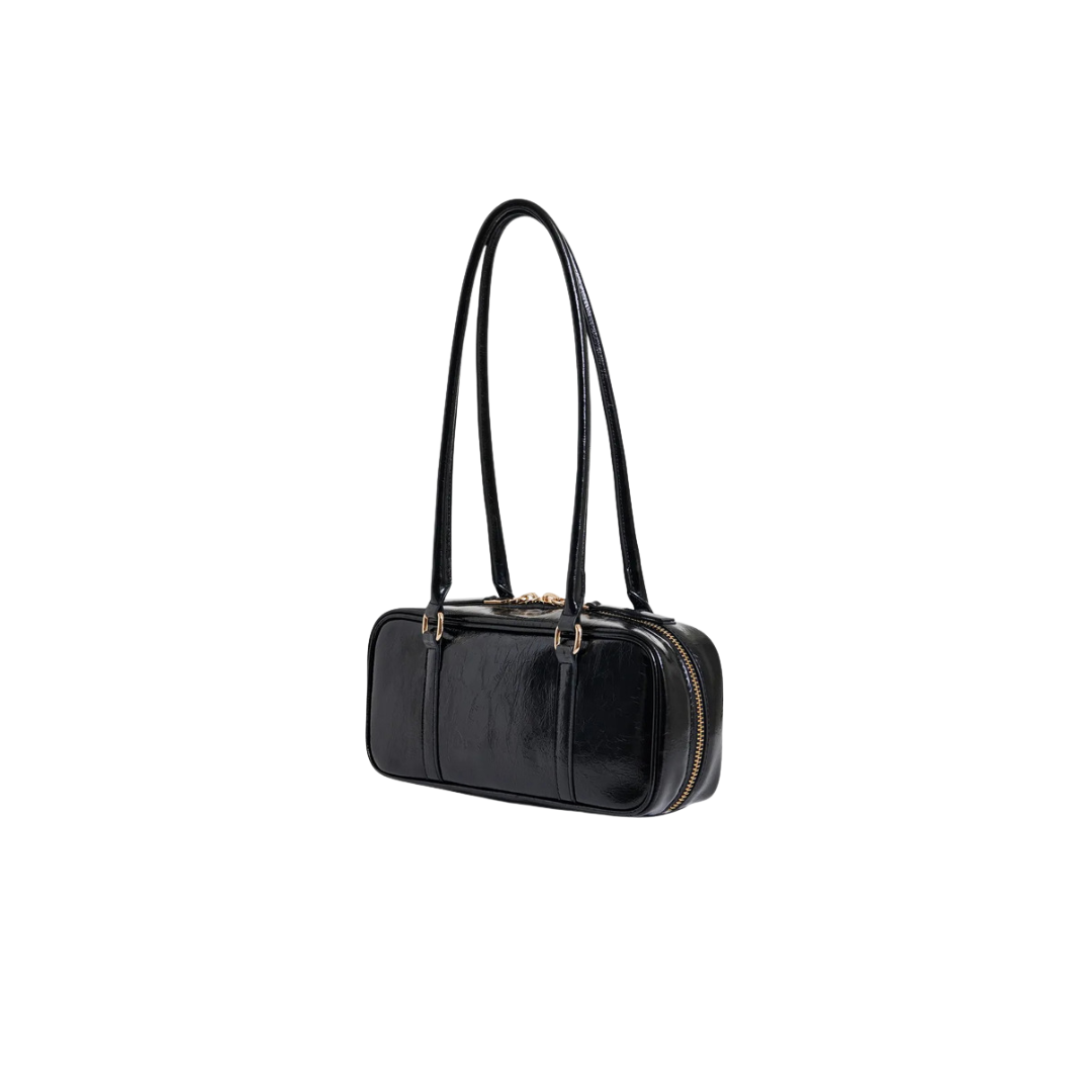 Borsa baguette a tracolla lucida nera IZODIAC BLACK ESSENTIEL ANTWERP 