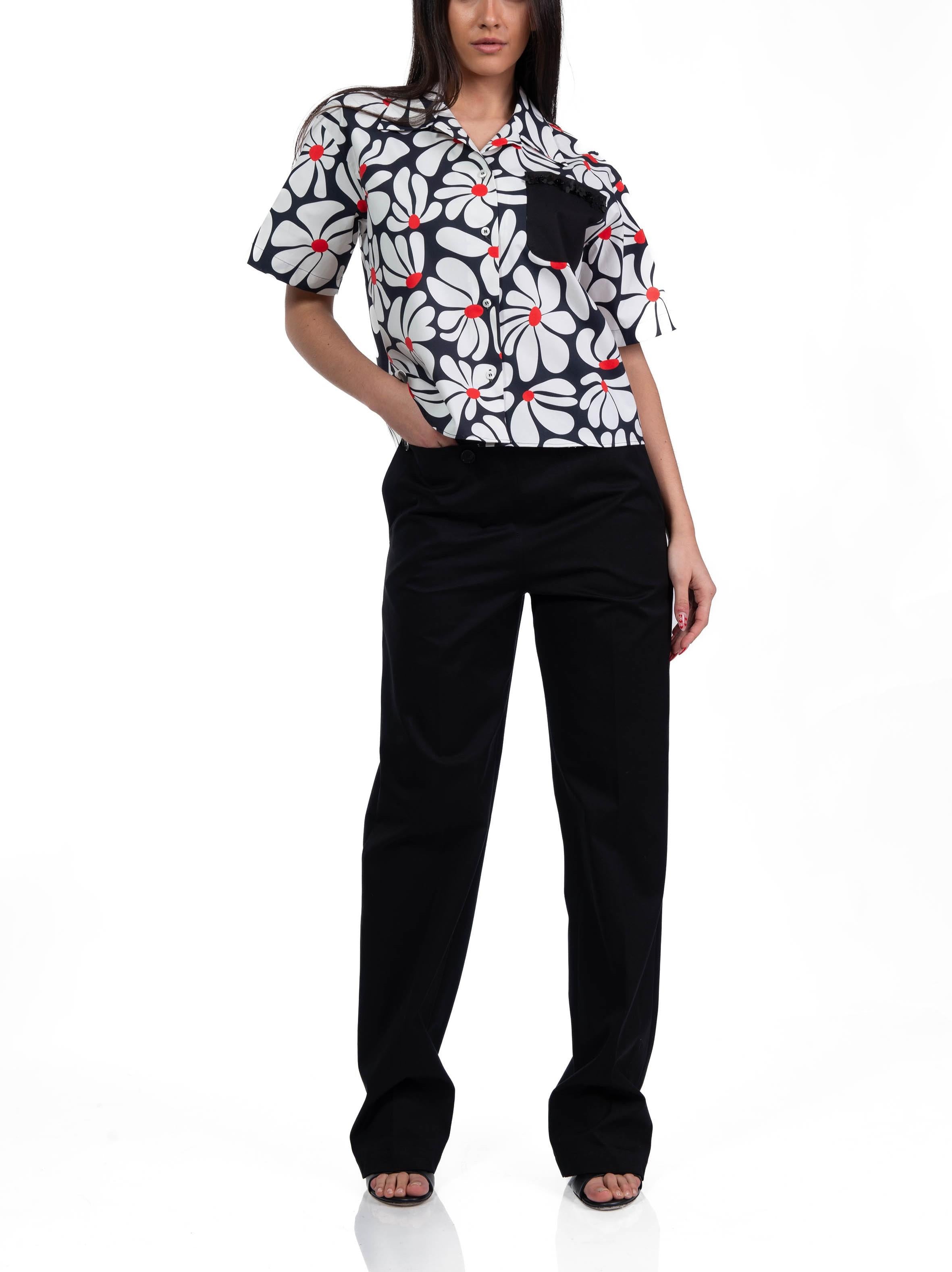 Pantalone palazzo in cotone nero 3841MDP15 257138 99 BLACK MSGM 