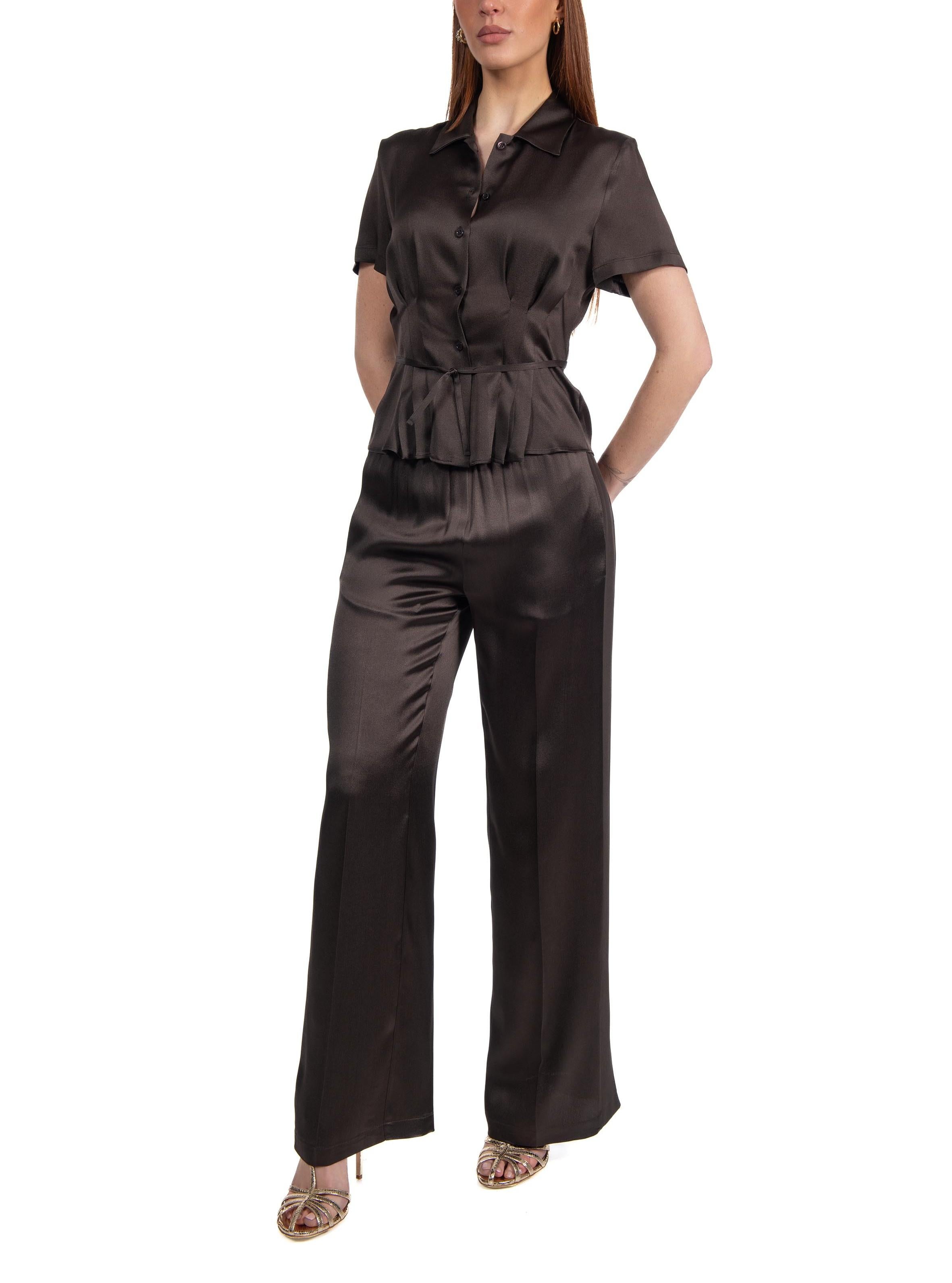 Pantalone Lucia raso cacao LUCIA Y6SM39 DARK CACAO SEMICOUTURE 