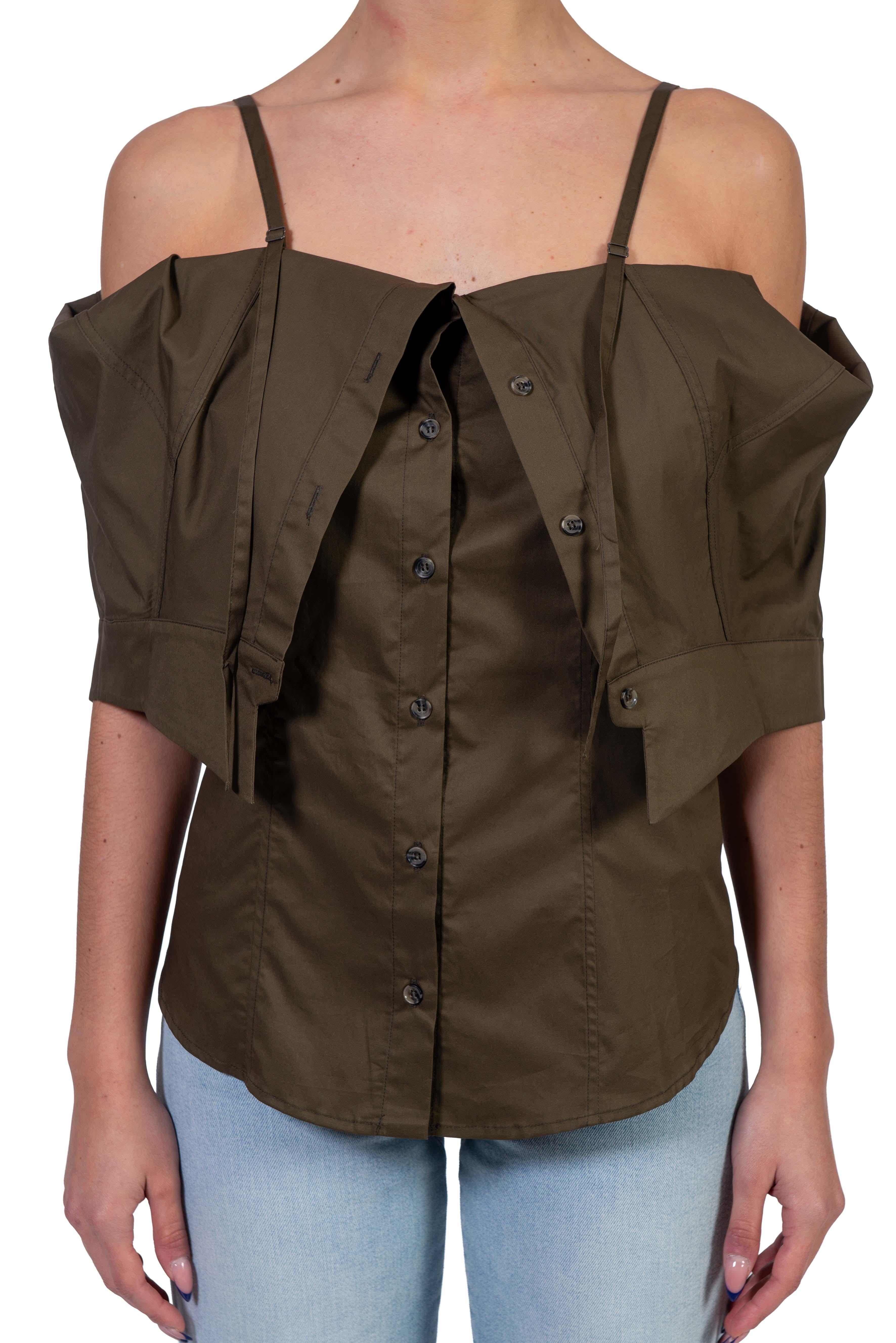 Camicia in cotone verde militare BA831 SIENA CHAKI Balossa 