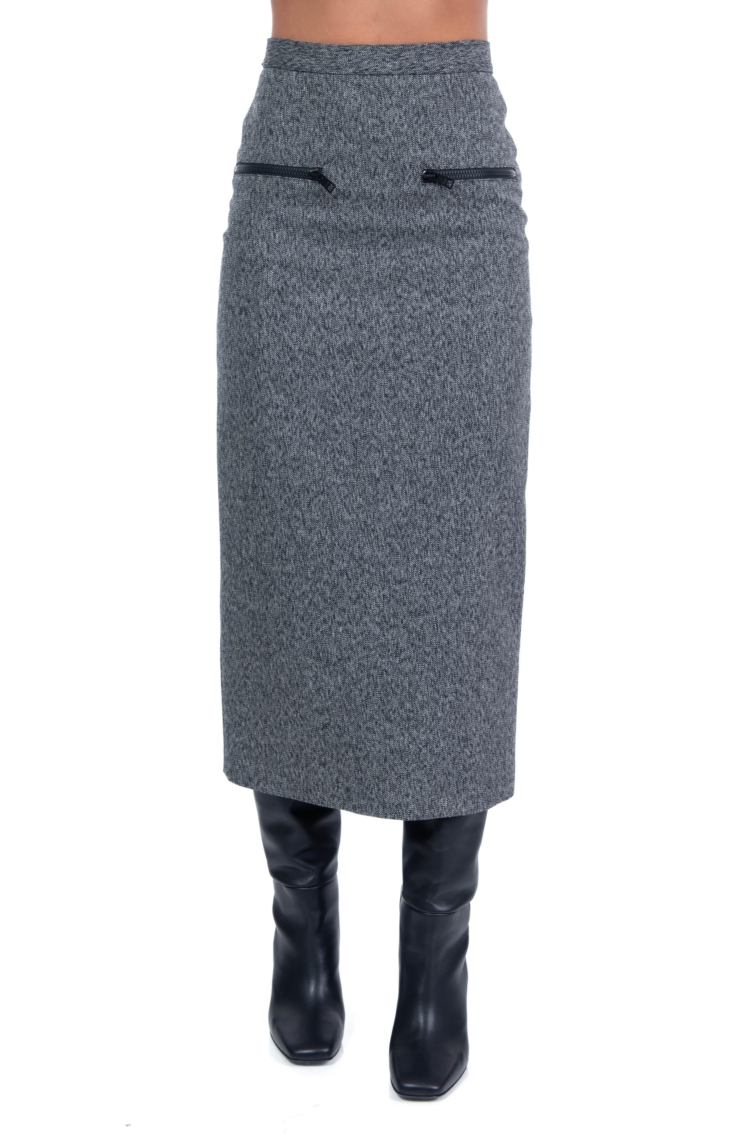 Gonna midi con zip spinata 3742MDD04A N MSGM 