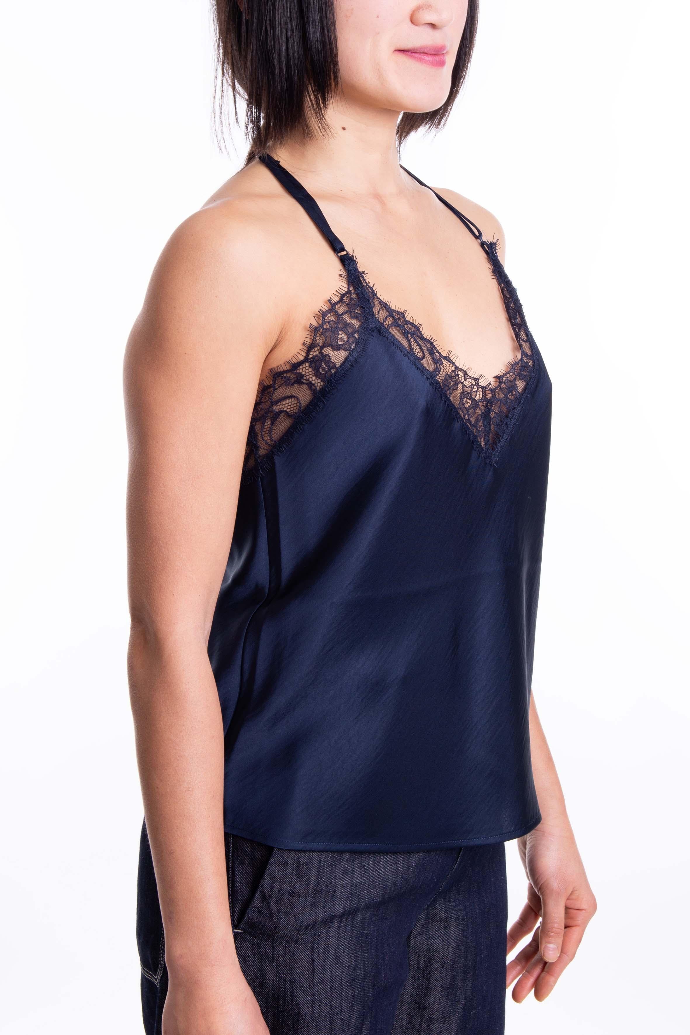 Canotta blu navy con pizzo FANG B ESSENTIEL ANTWERP 
