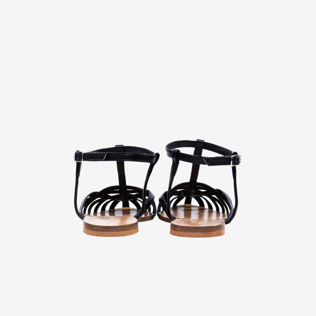 Sandalo flat in pelle nera. 512 N ANNA F 