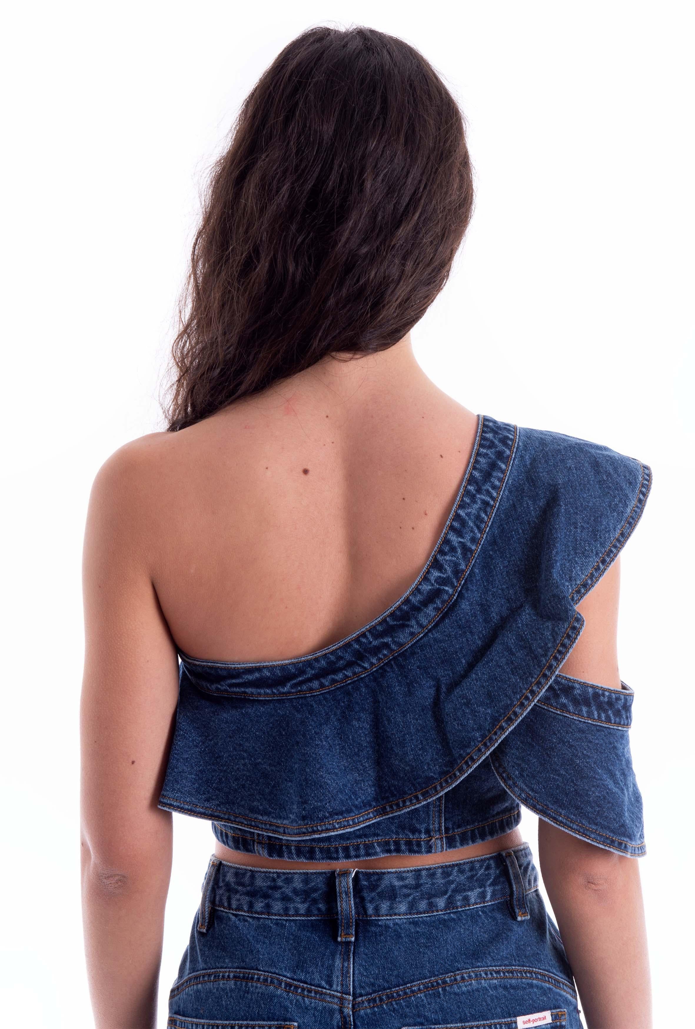 Top monospalla in denim 825T J SELF PORTRAIT 
