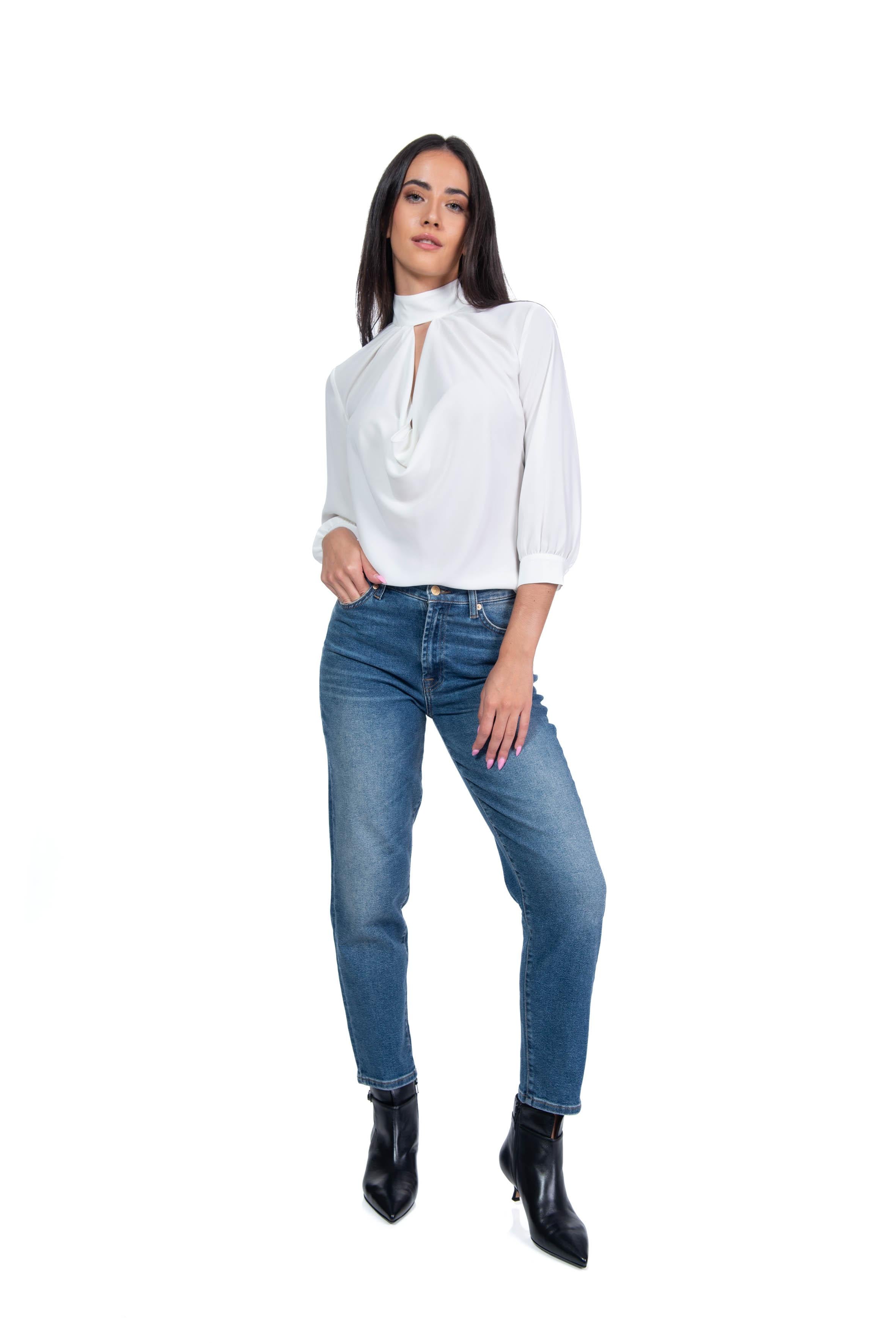 Blusa scollo a goccia bianco 4065 2859 BI ALICE MILLER 