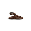Sandalo con fasce in suede marrone