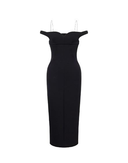 Abito nero midi con spalle scese 0404 5728 N PHILOSOPHY 