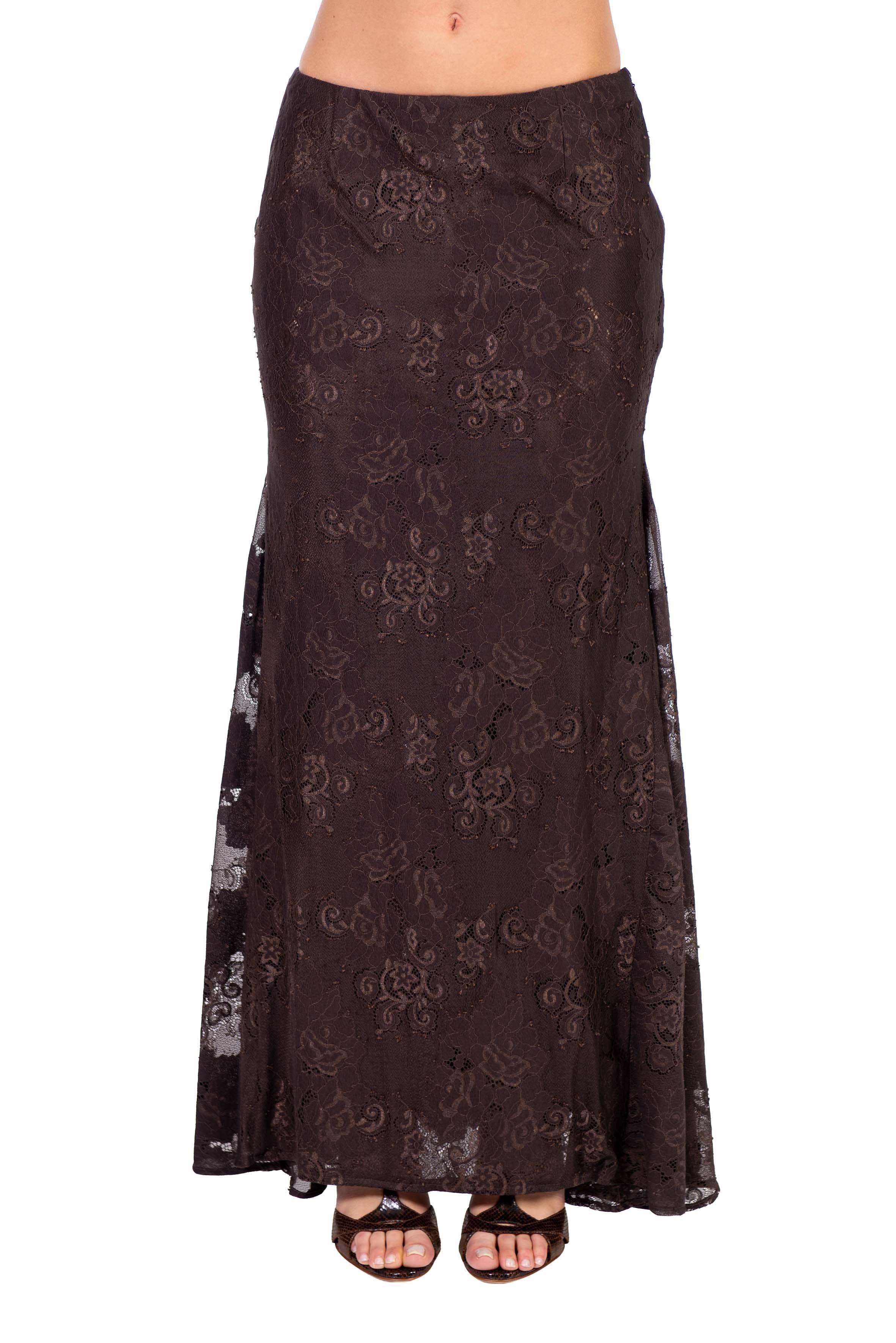 Gonna lunga in pizzo marrone PELE BROWN HERSKIND 