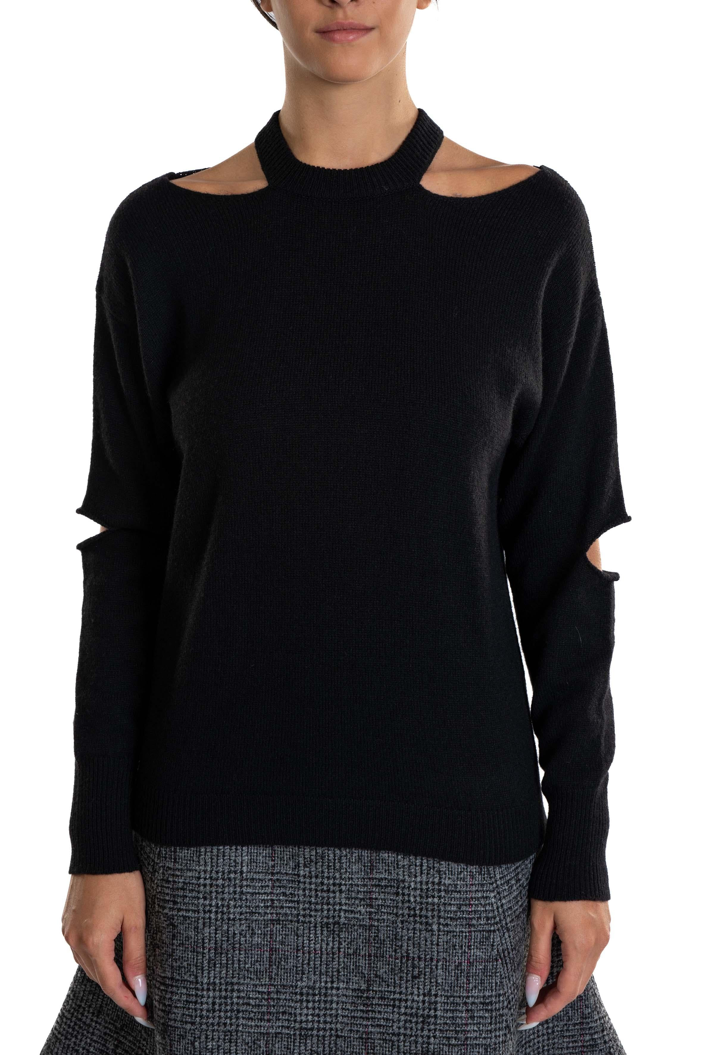 Maglia cut- out girocollo 32006 NERO FEDERICA TOSI 