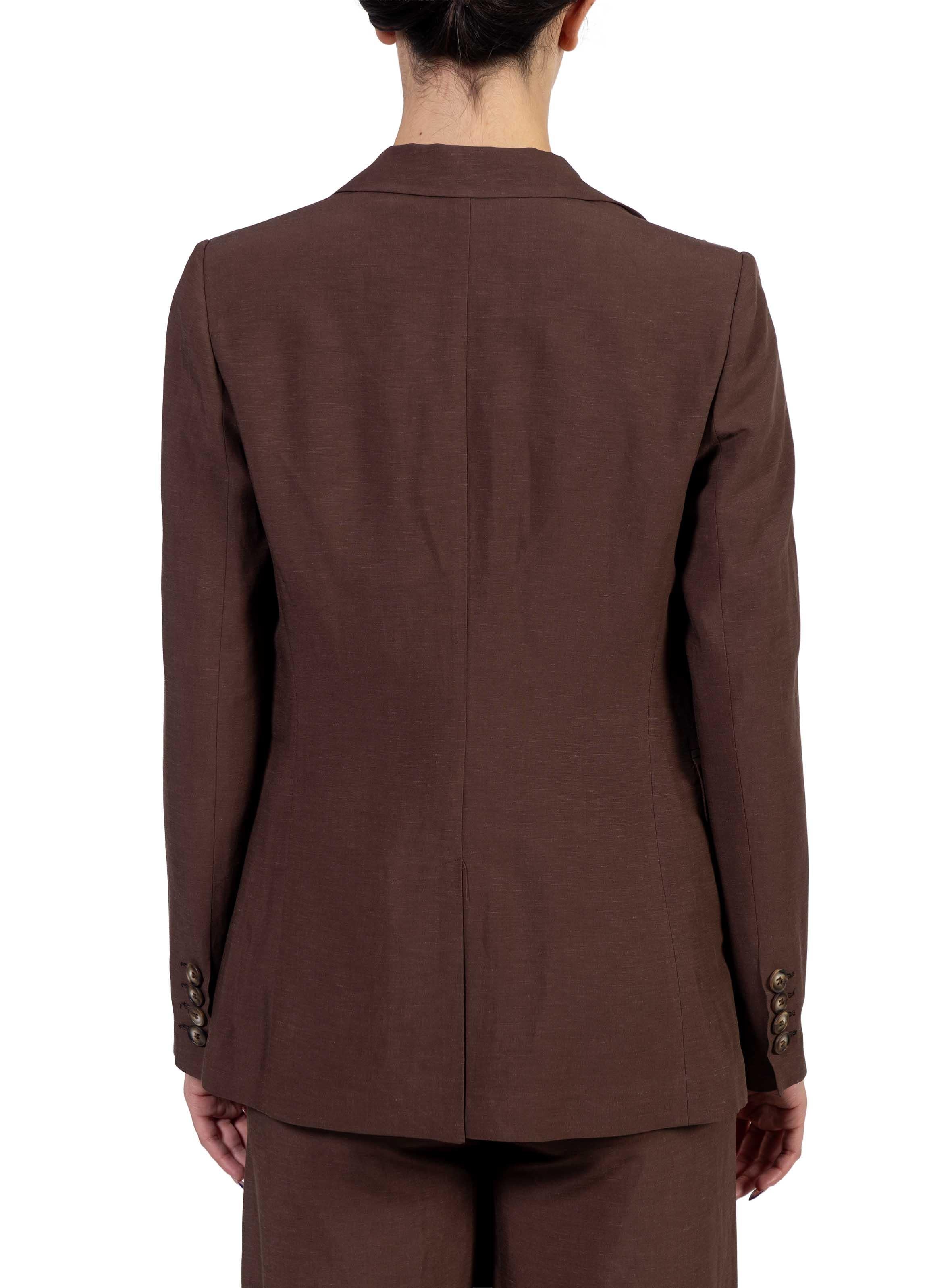 Giacca doppiopetto marrone in misto lino 3069 2973 CIOCCOLATO ALICE MILLER 