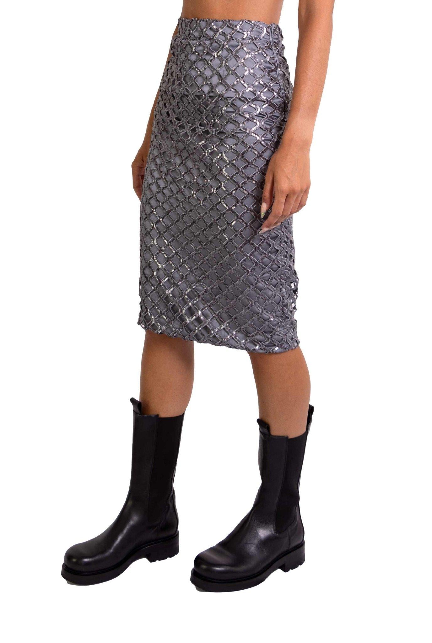 Gonna midi in rete e paillettes grigio GO187 G FEDERICA TOSI 