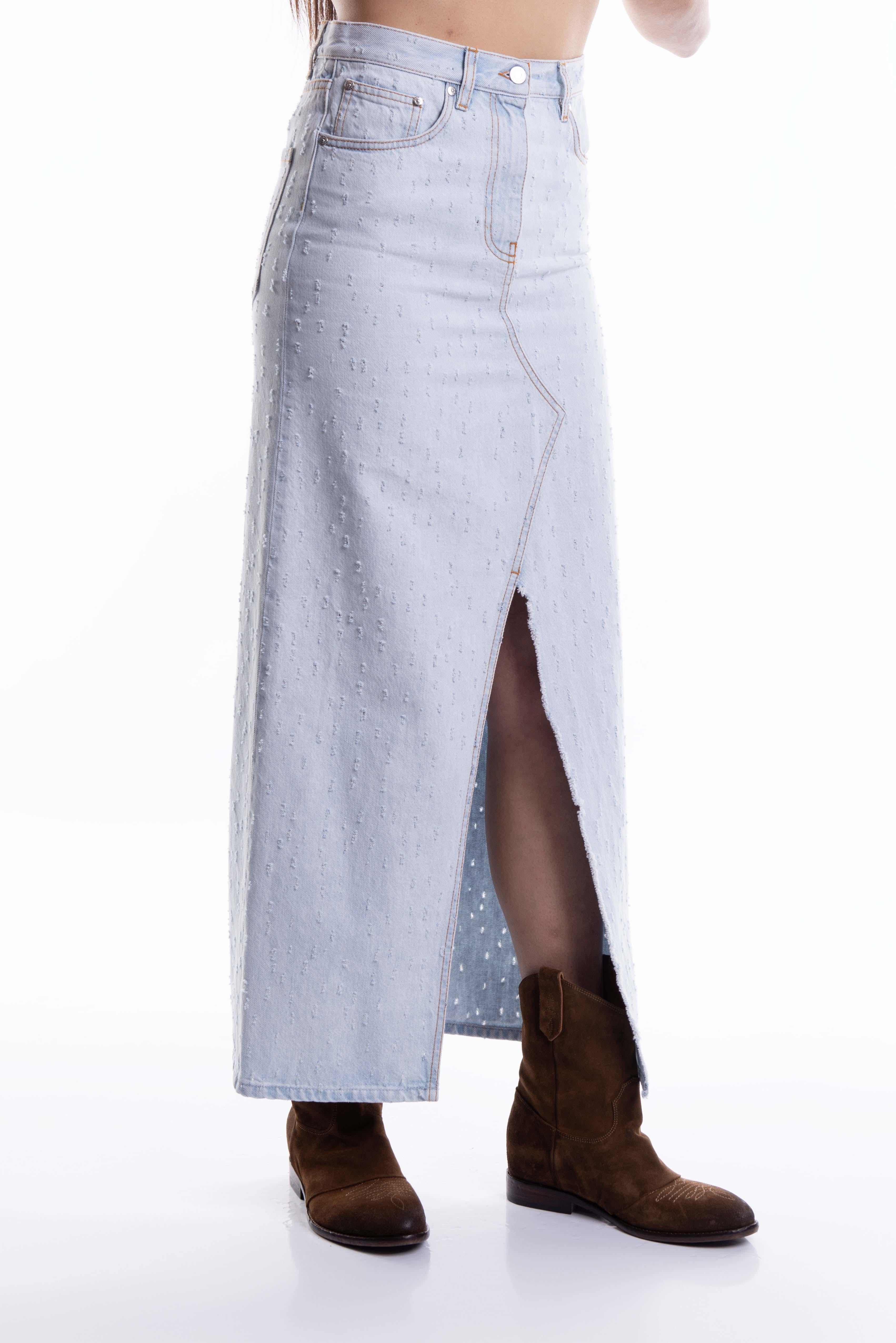 Gonna longuette in denim chiaro 3641MDD234 J MSGM 