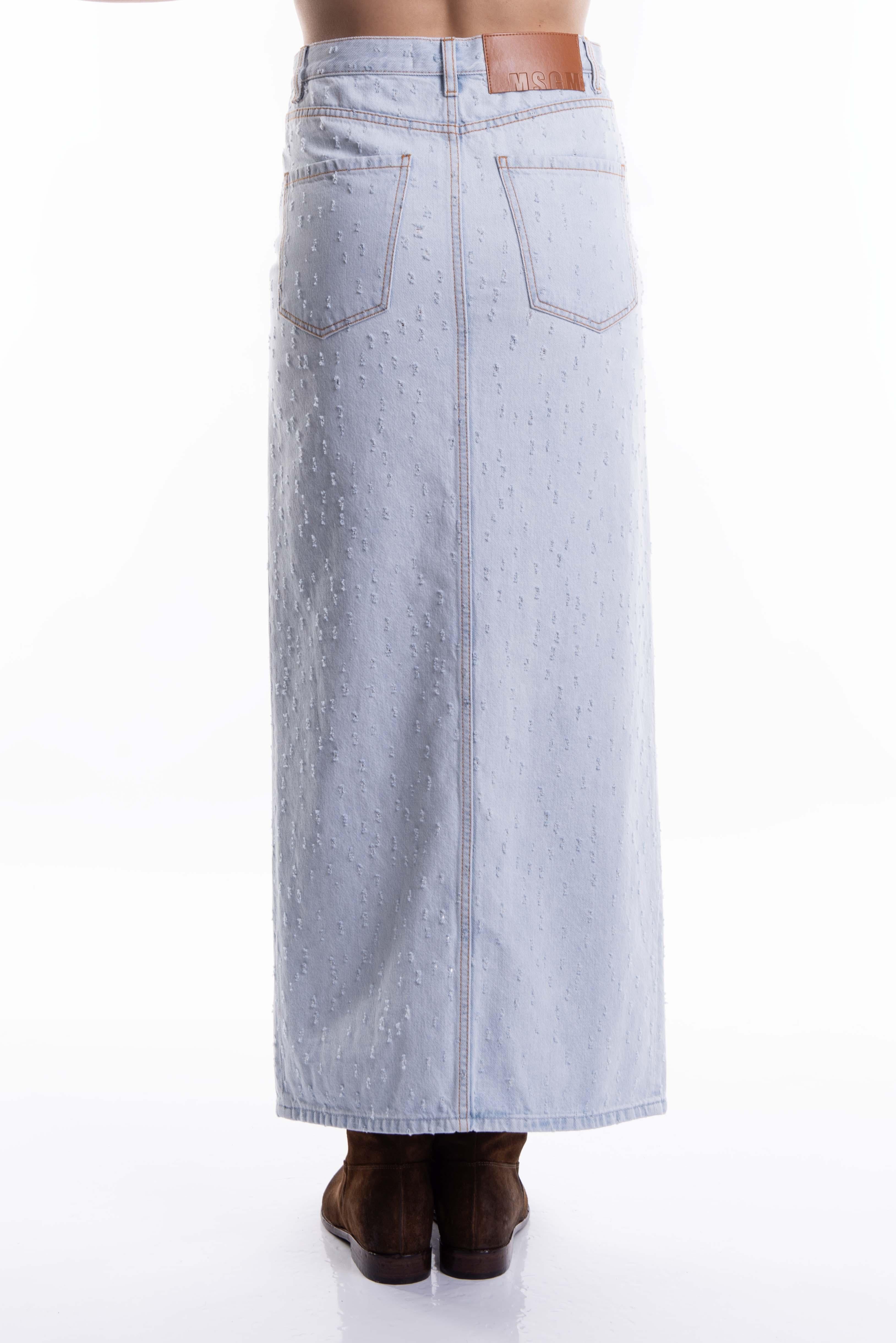 Gonna longuette in denim chiaro 3641MDD234 J MSGM 