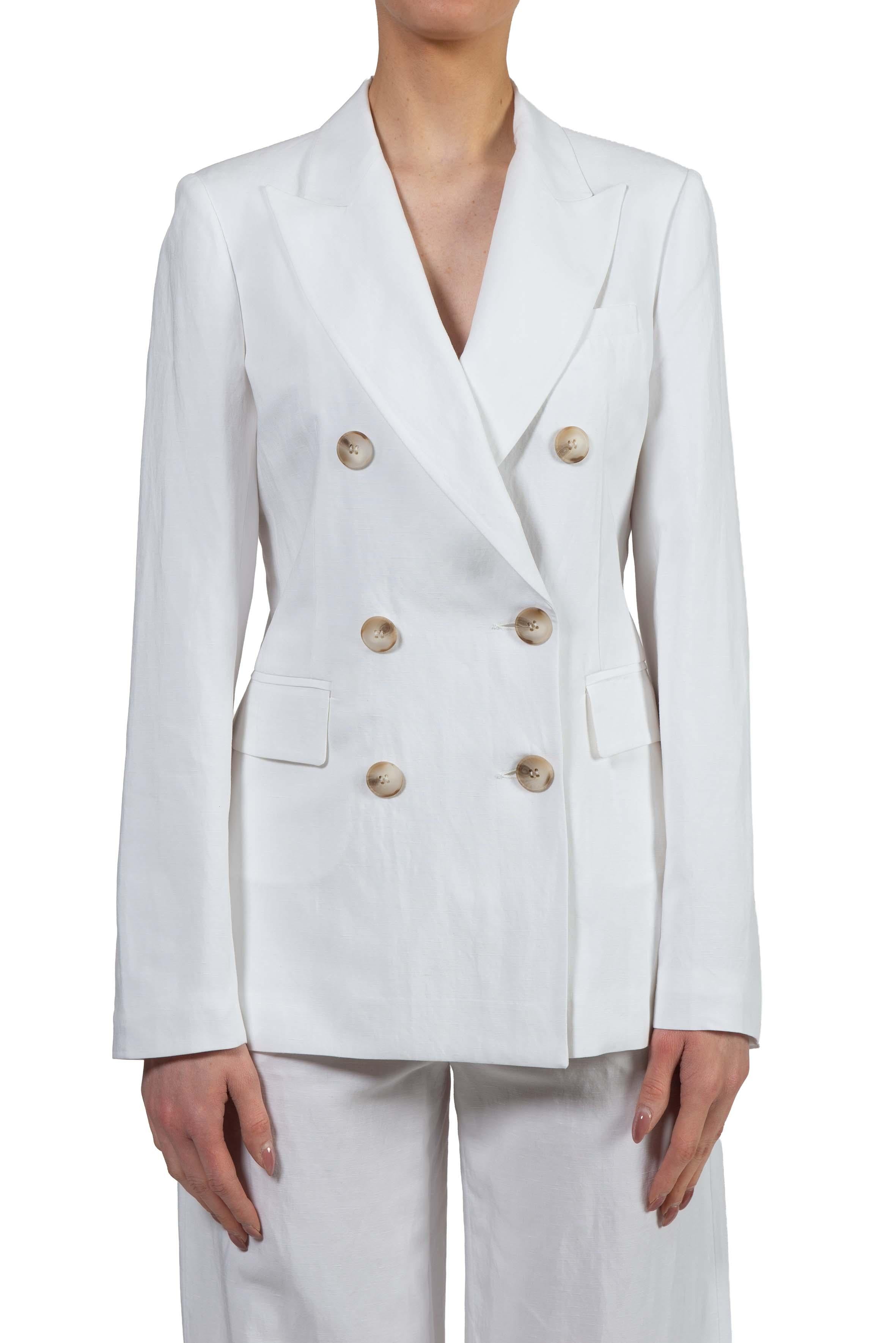 Giacca doppiopetto bianca in misto lino 3069 2973 BIANCO ALICE MILLER 