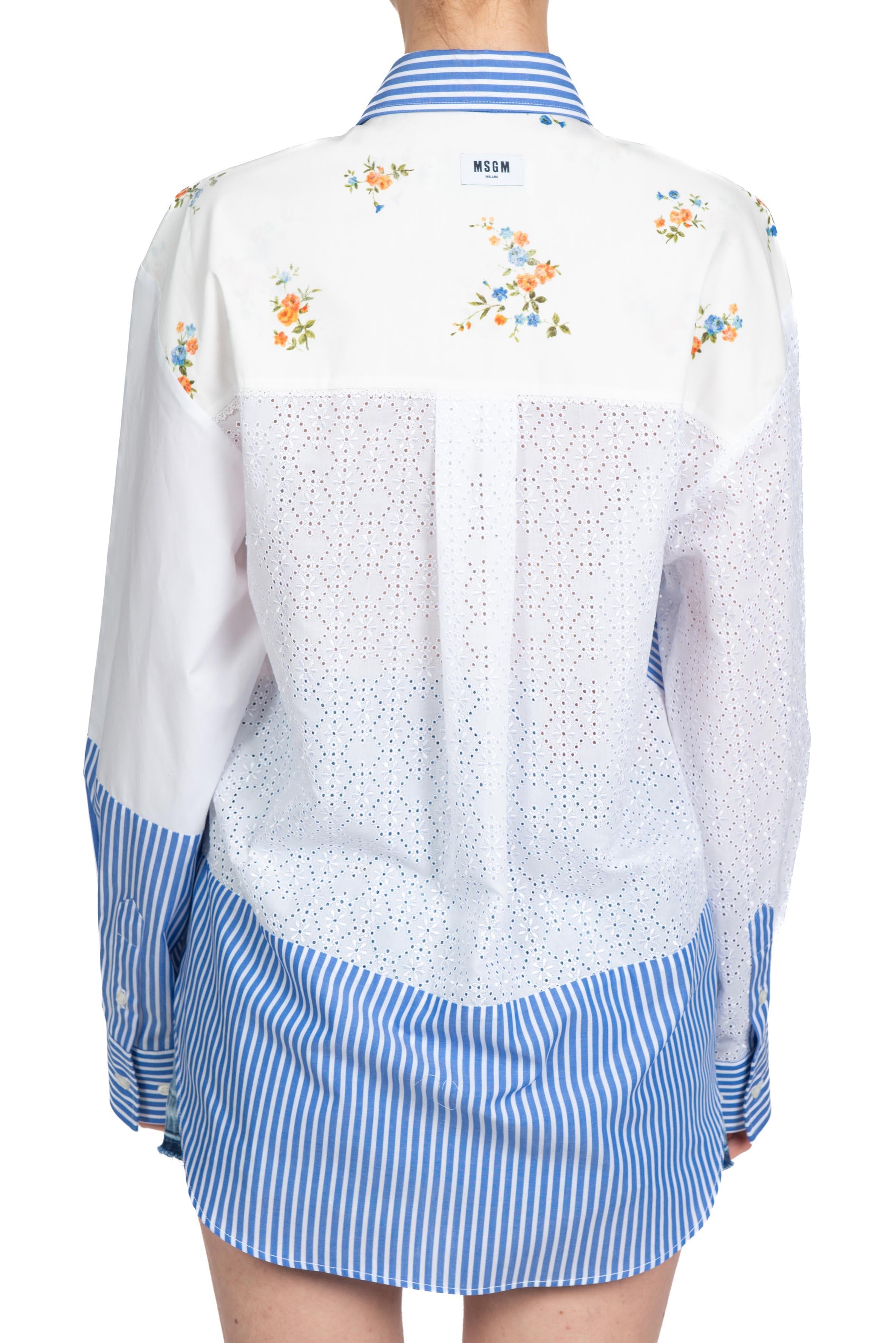 Camicia MSGM  patchwork azzurra. 4041MDE13Y OFF WHITE MSGM 