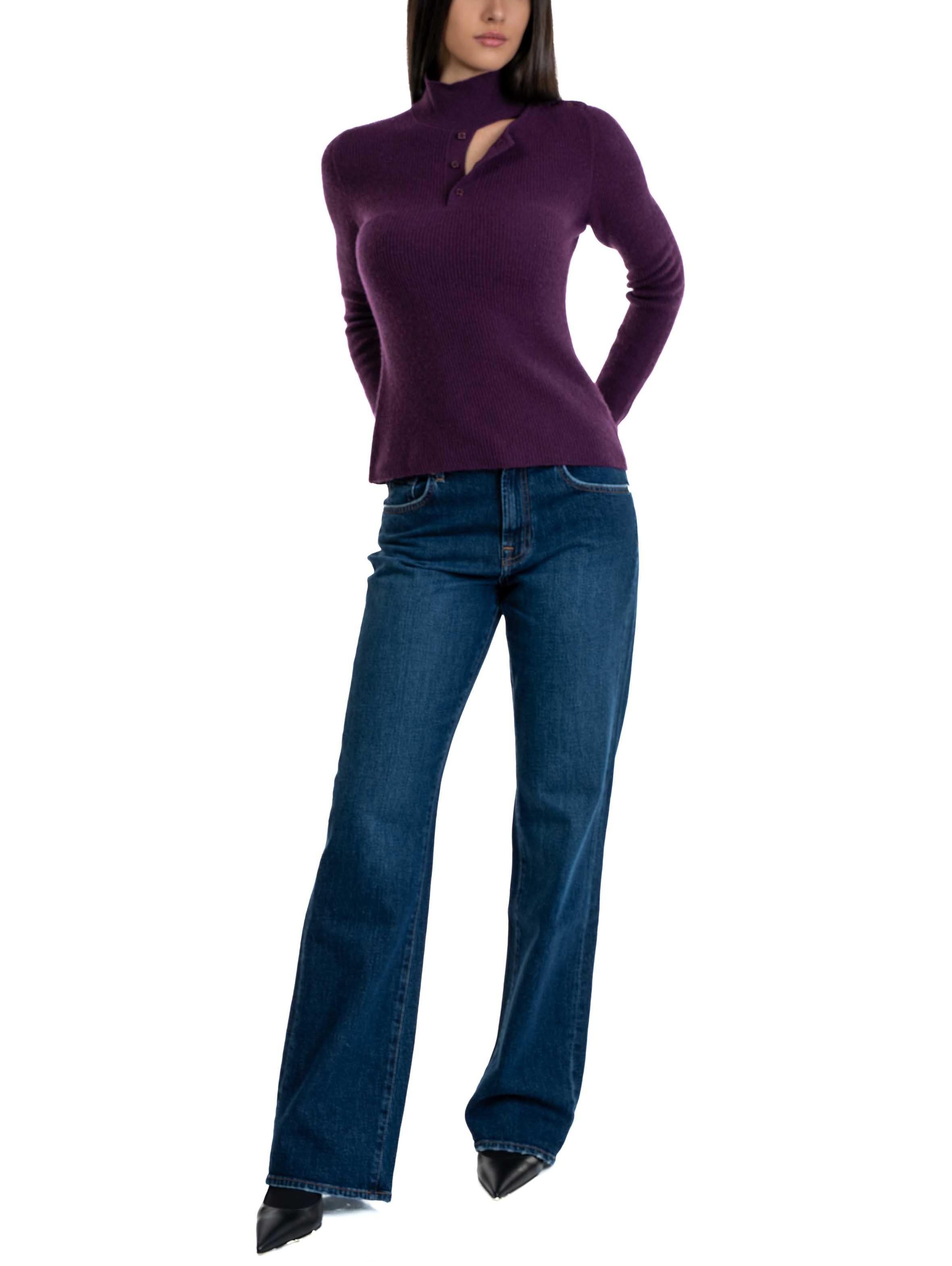 Maglia in cachemire con spalle aperte 32005 353 MELANZANA FEDERICA TOSI 