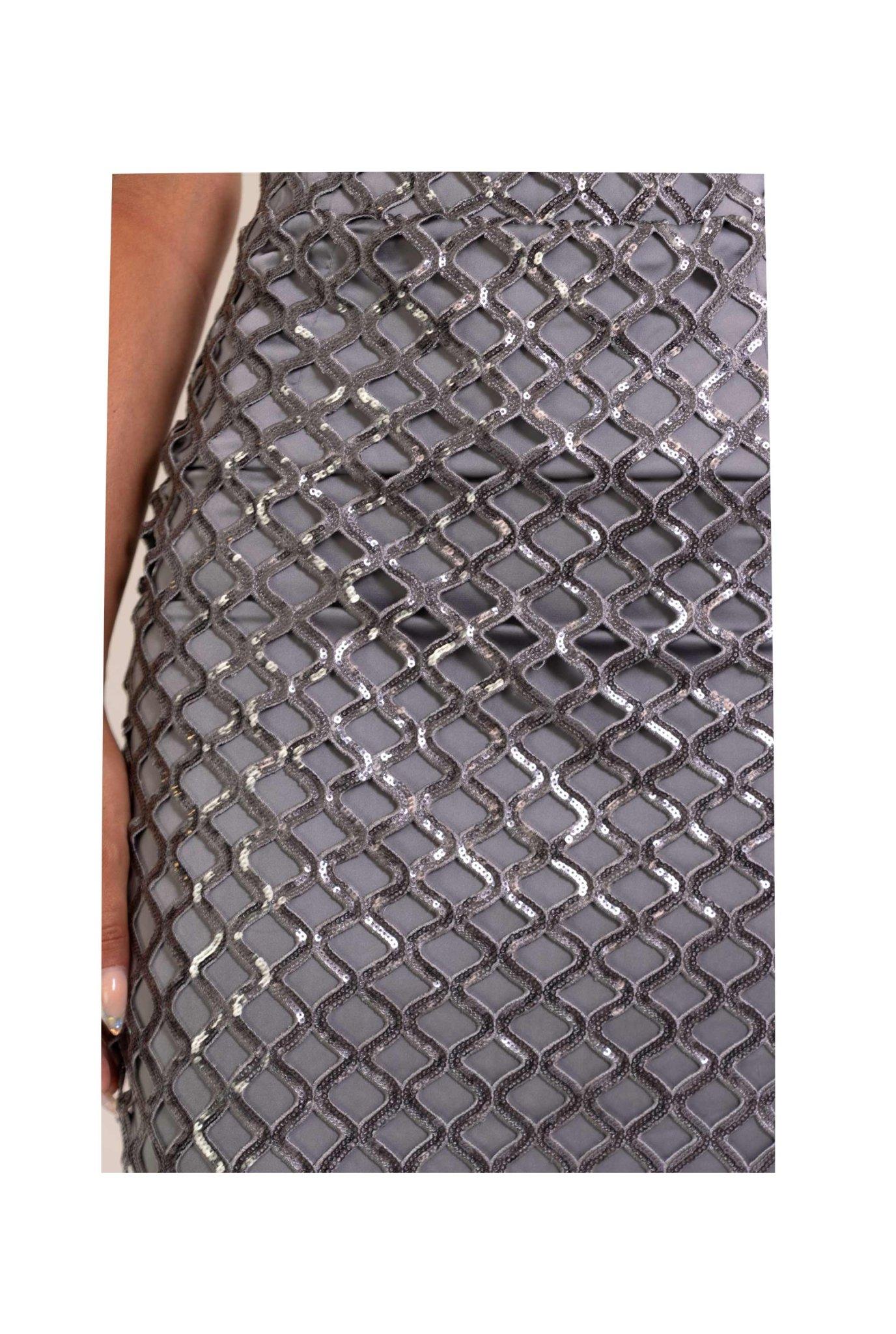 Gonna midi in rete e paillettes grigio GO187 G FEDERICA TOSI 