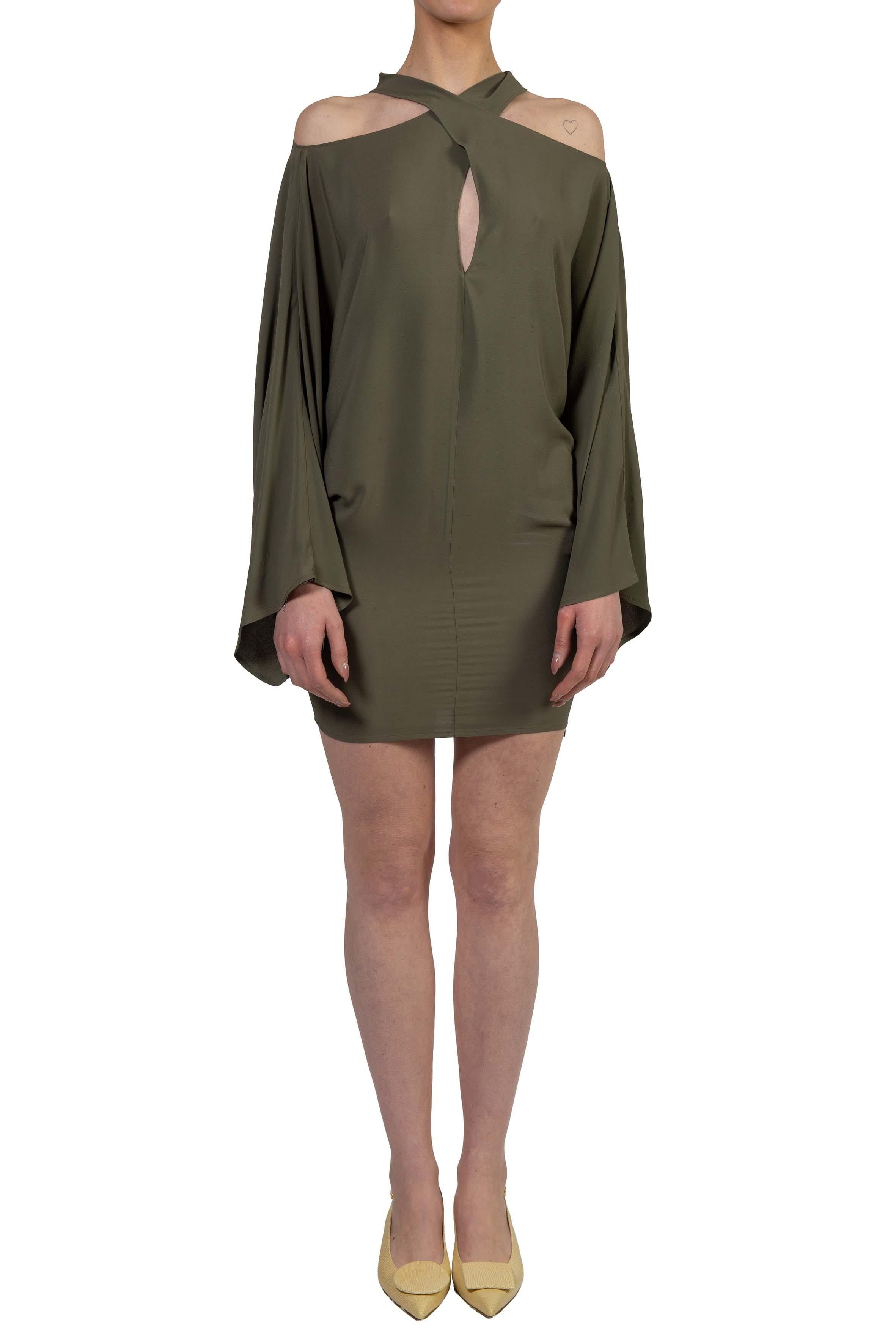Abito corto collo incrociato verde militare 41235 MILITY FEDERICA TOSI 