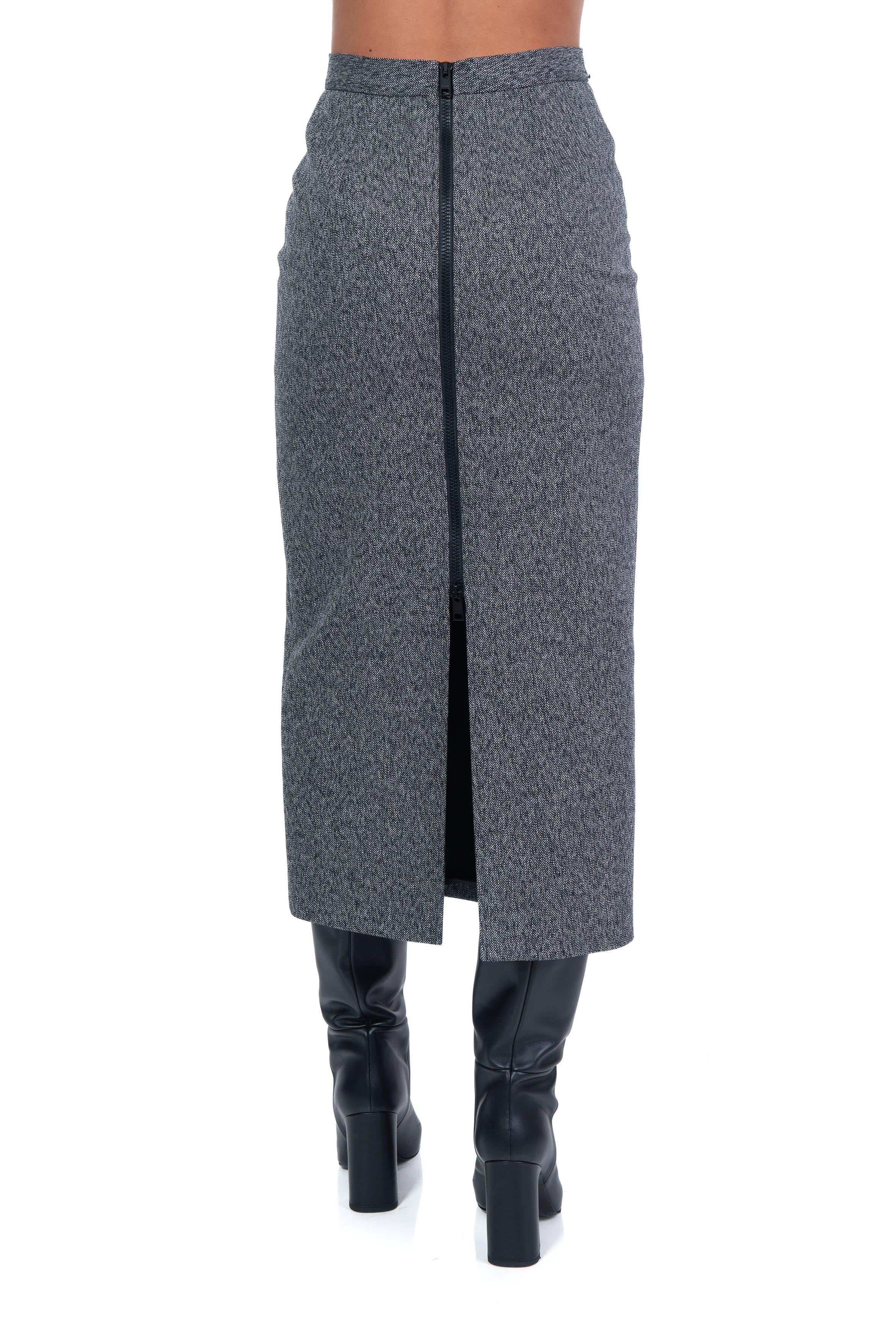 Gonna midi con zip spinata 3742MDD04A N MSGM 