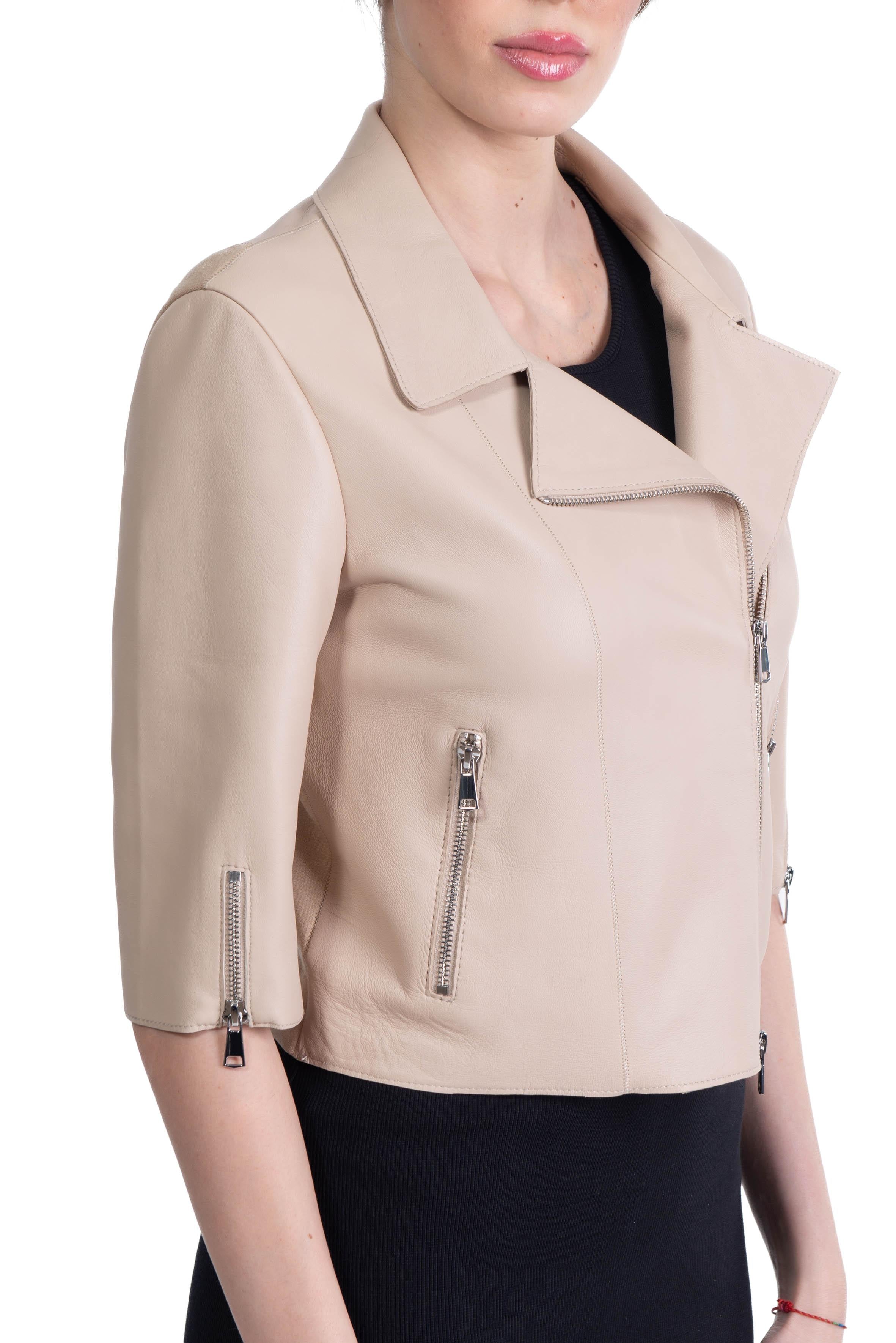 Chiodo Coco in pelle e tessuto COCO 080 LATTE THE JACKIE LEATHERS 