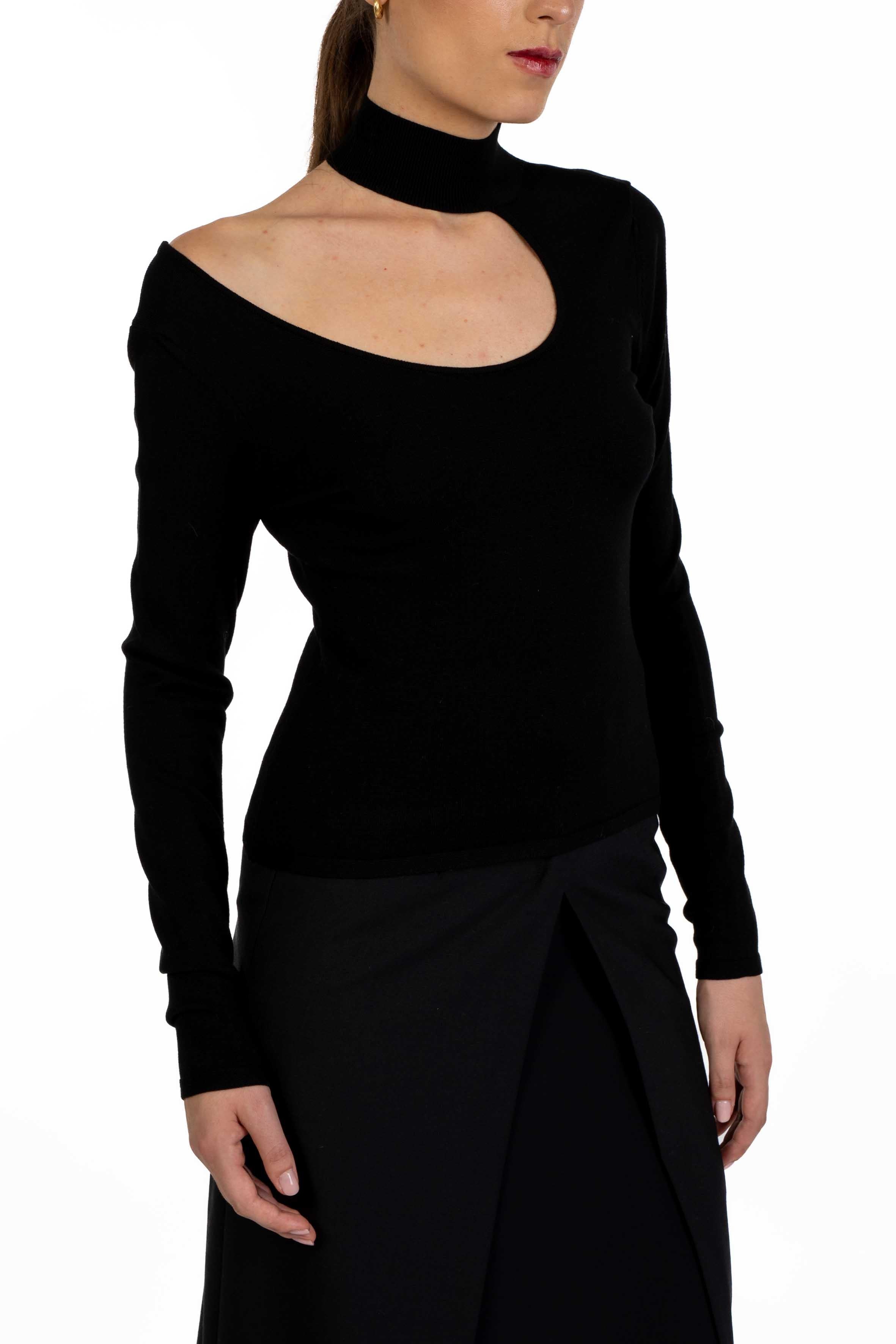 Maglia cut-out 32007 350 NERO FEDERICA TOSI 