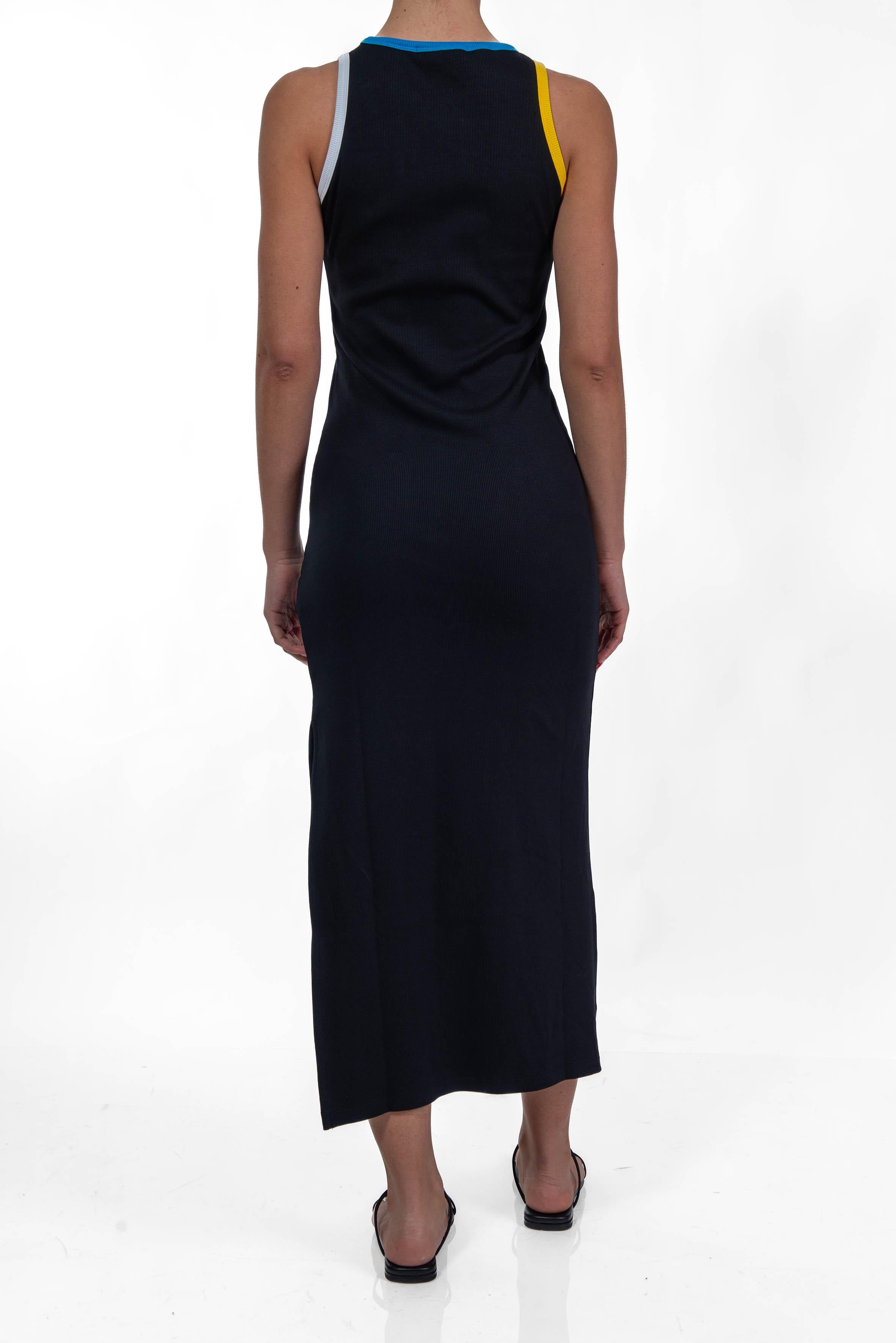 Abito lungo a coste di cotone 3841MDA87 257120 BLACK 99 MSGM 