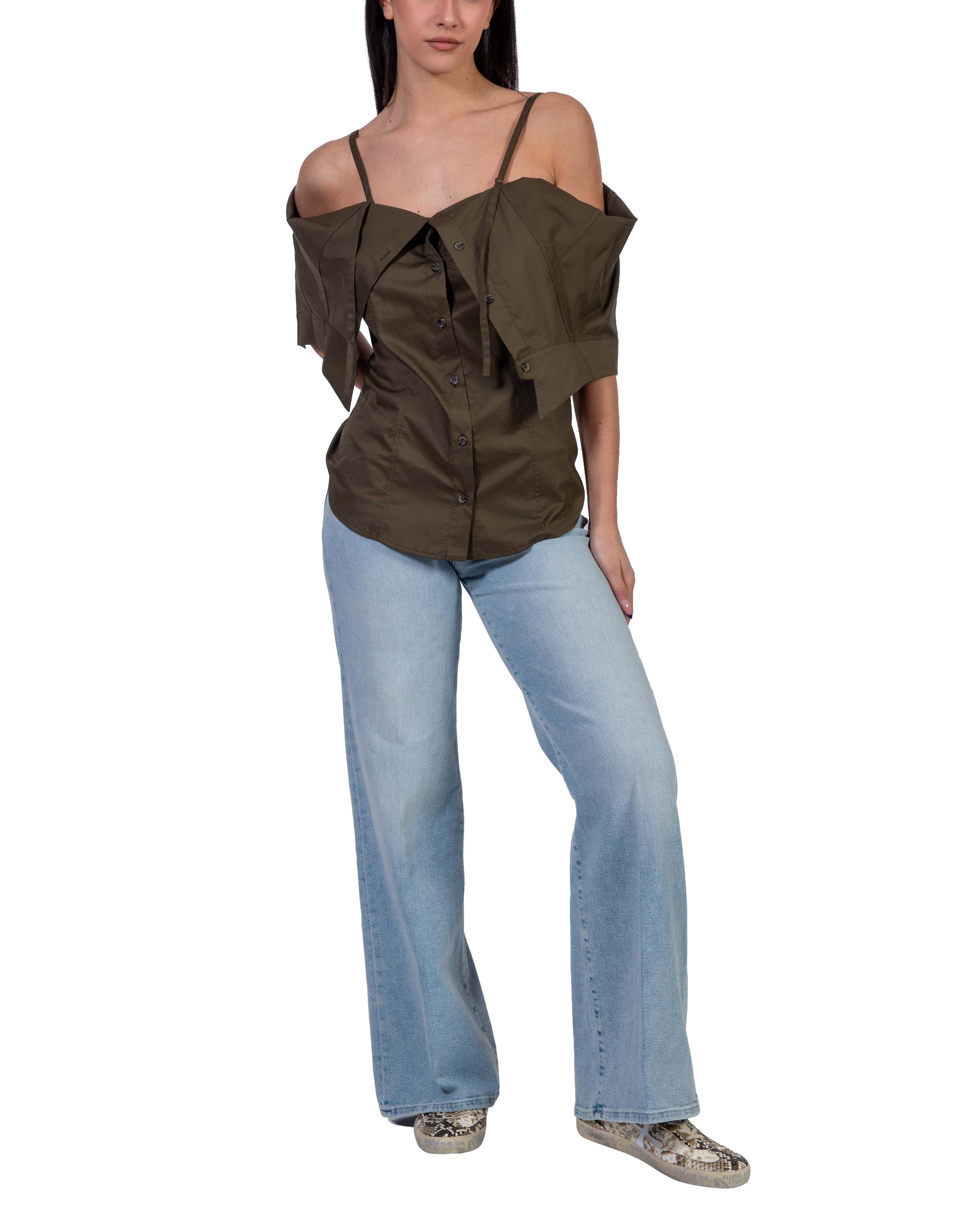 Camicia in cotone verde militare BA831 SIENA CHAKI Balossa 