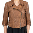 Chiodo in pelle marrone