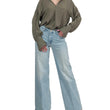 Blusa verde militare scollo a V.