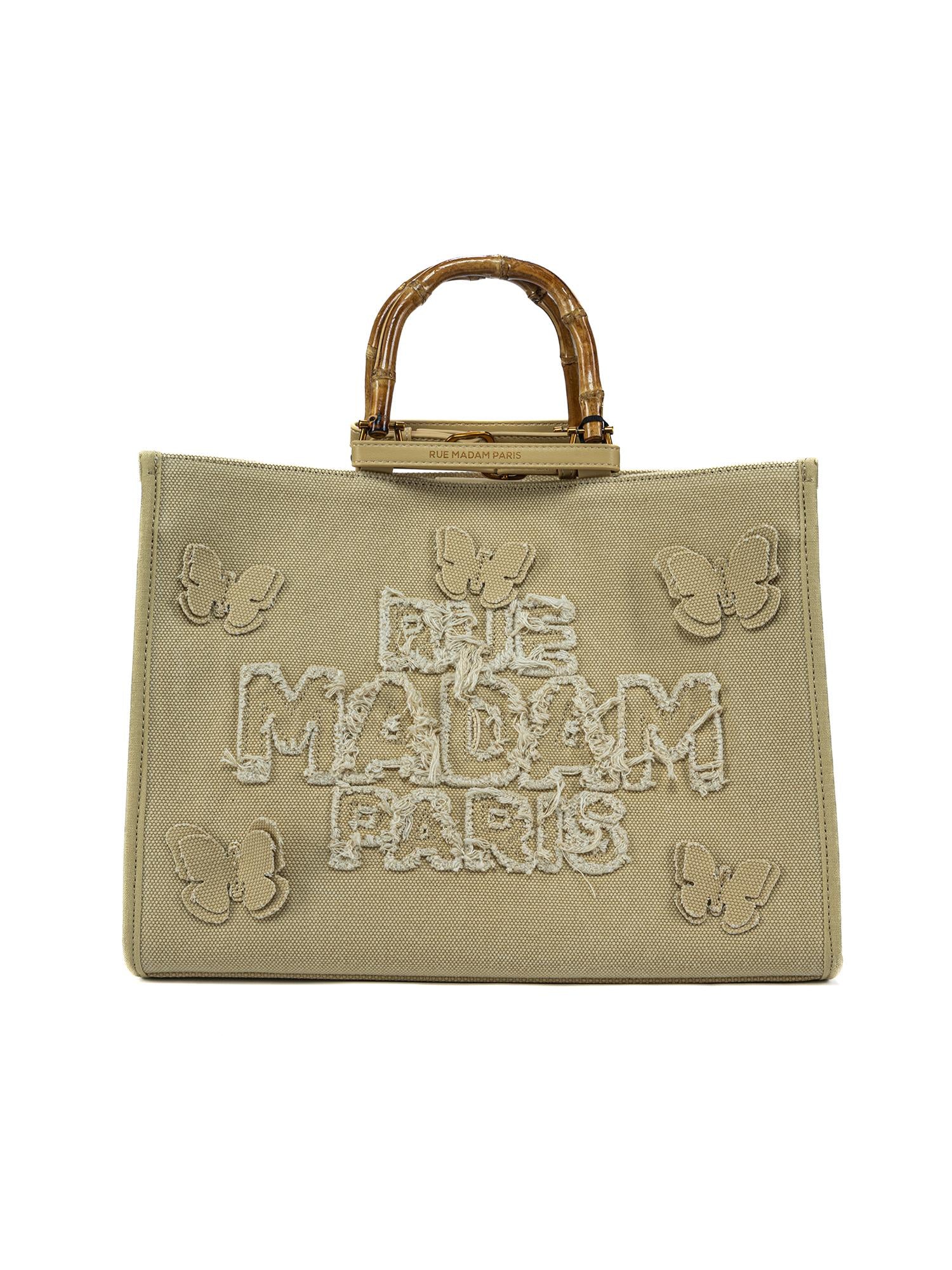 Shopping Butterfly in canvas crema BUTTERFLY TOTE B RUE MADAM 