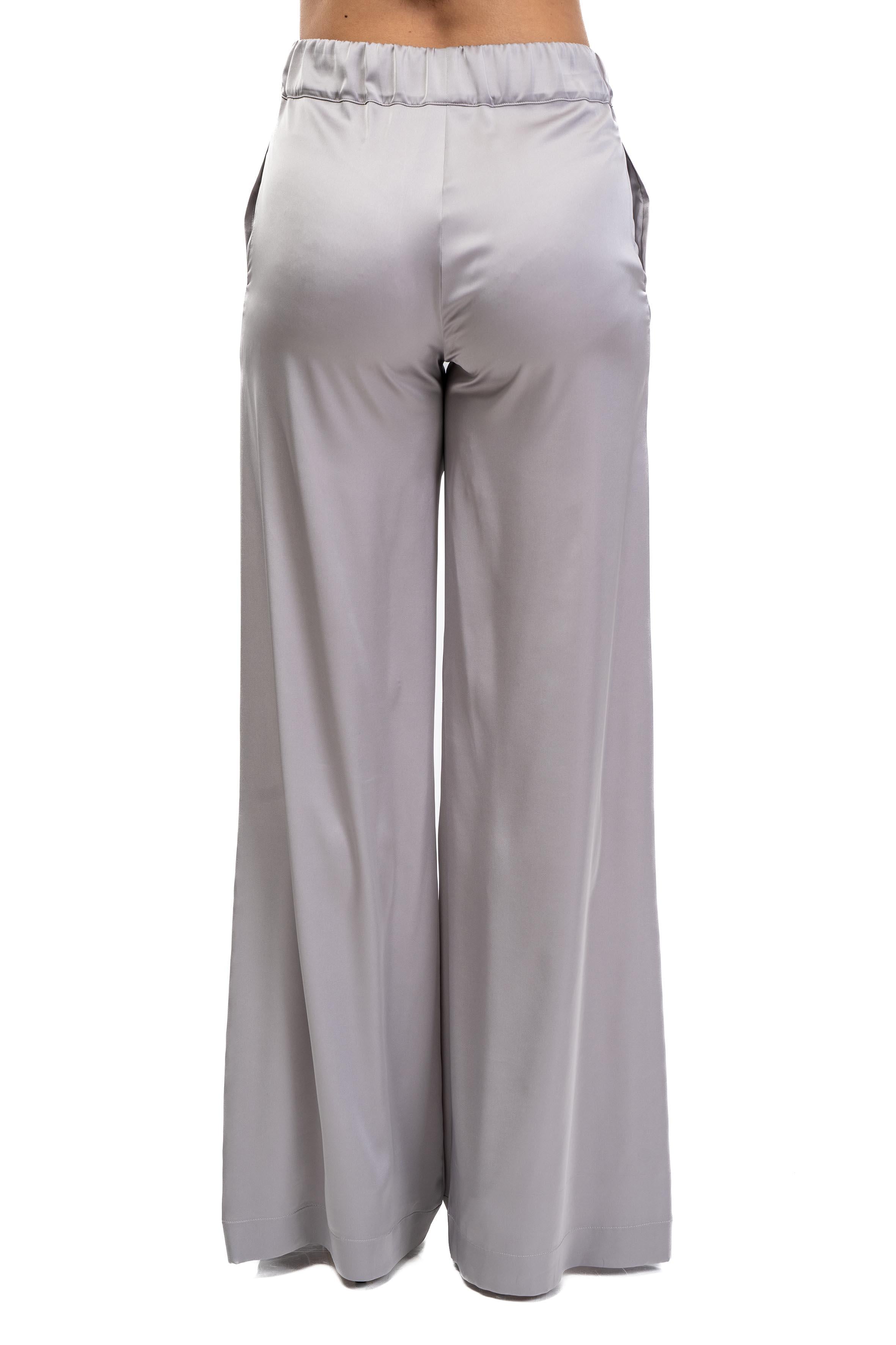 Pantalone palazzo in raso 60657 12 ACCIAIO D.EXTERIOR 